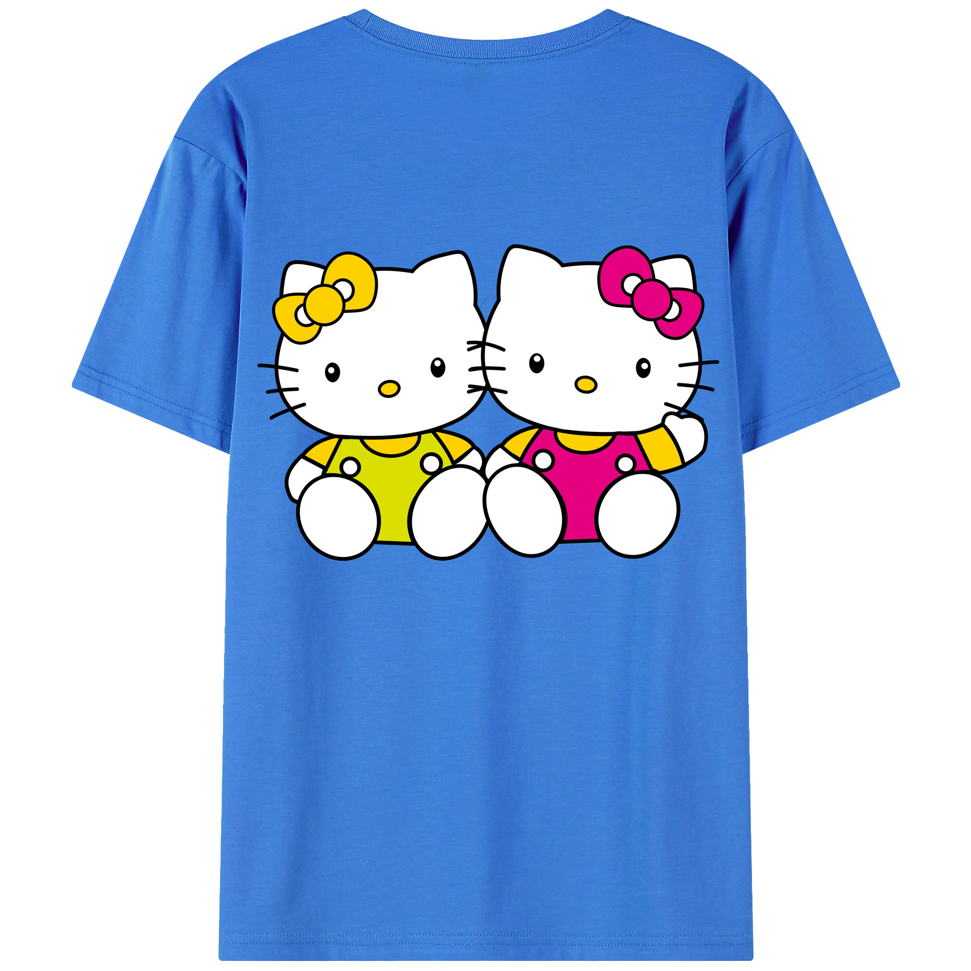（画像用） Hello Kitty ハローキティ 綿100％ メンズ半袖Tシャツ（バックプリント） 通気性