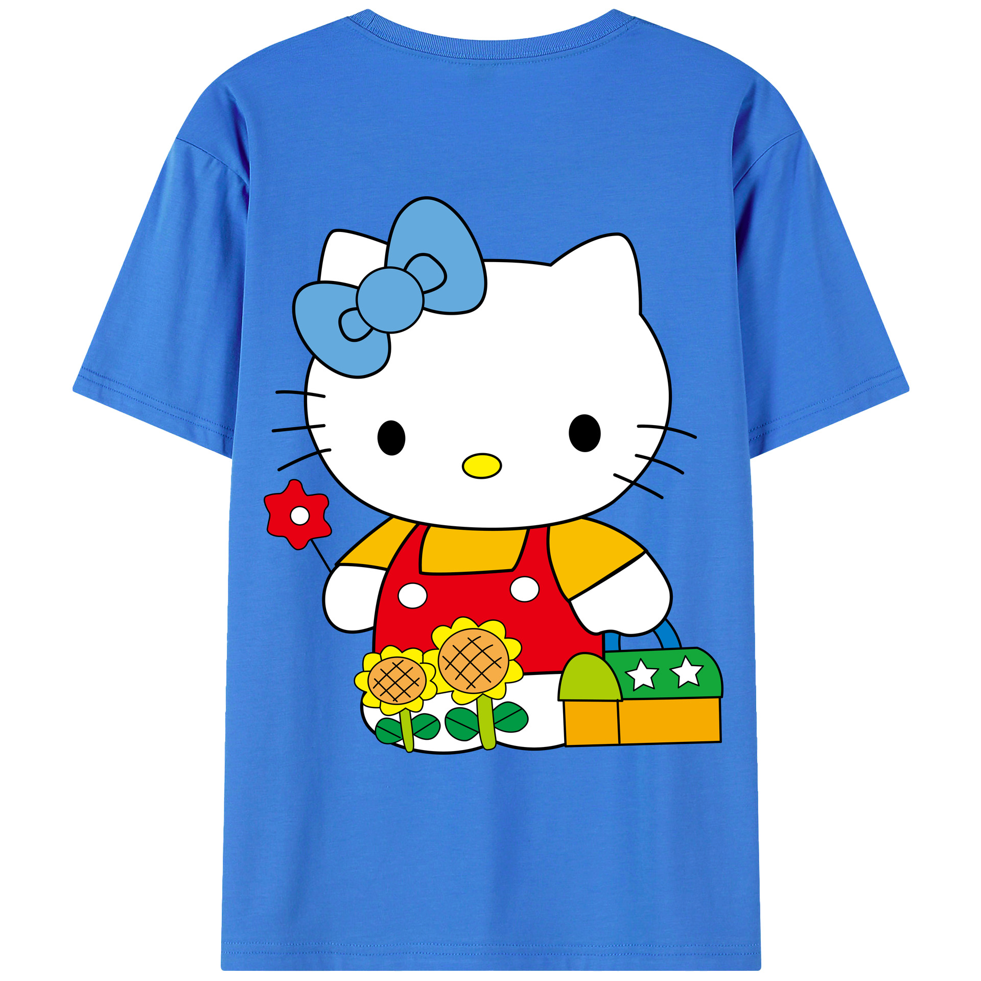（画像用） Hello Kitty ハローキティ 綿100％ メンズ半袖Tシャツ（バックプリント） 通気性