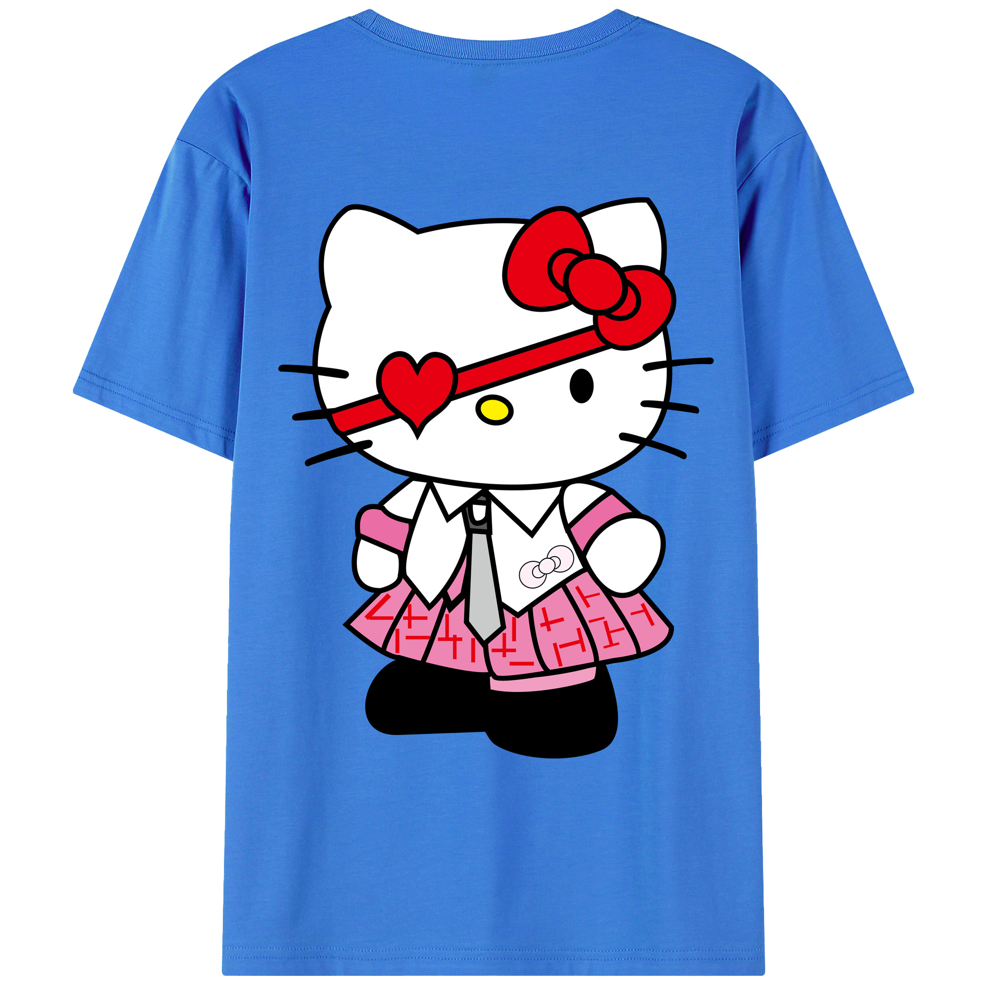 （画像用） Hello Kitty ハローキティ 綿100％ メンズ半袖Tシャツ（バックプリント） 通気性