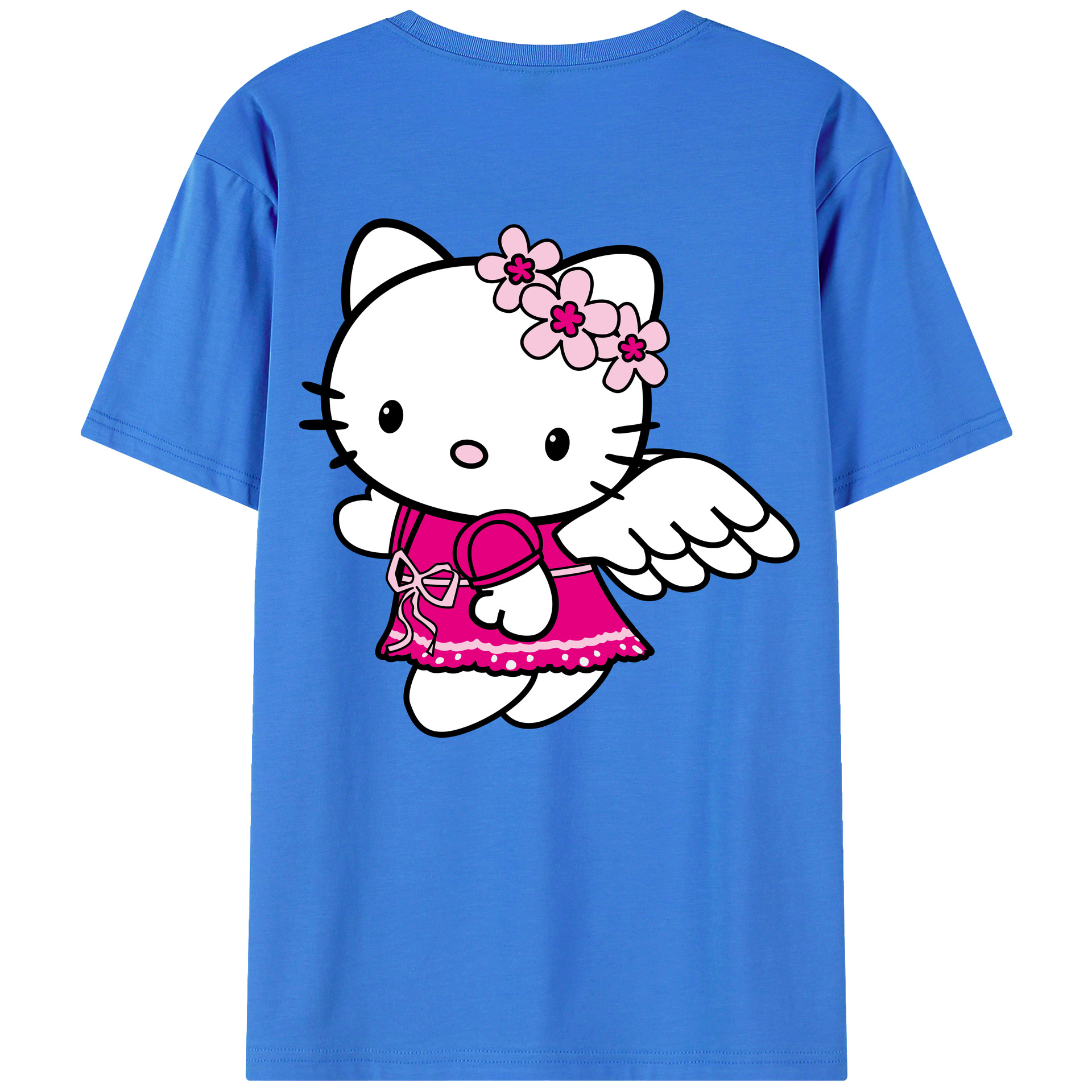 （画像用） Hello Kitty ハローキティ 綿100％ メンズ半袖Tシャツ（バックプリント） 通気性