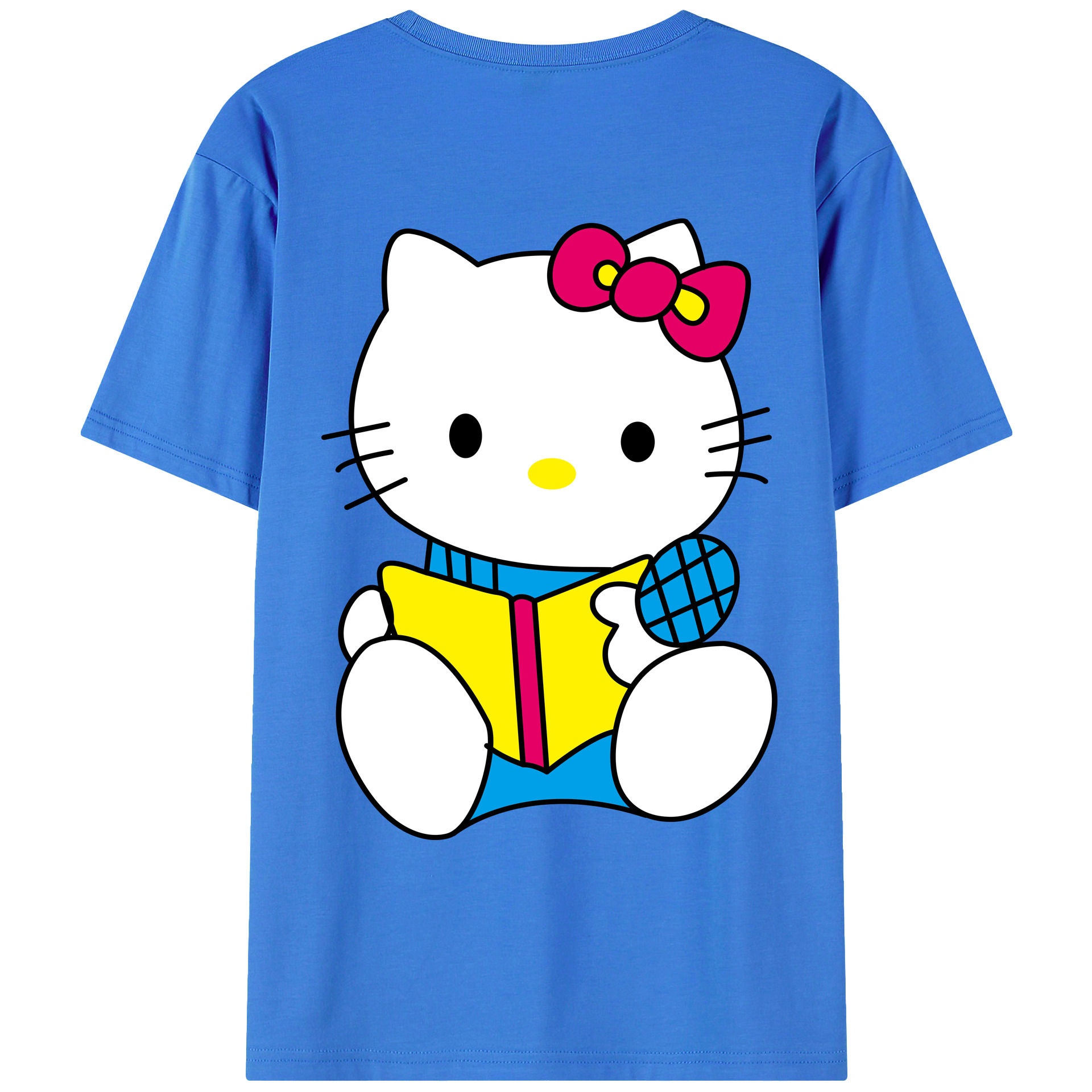 （画像用） Hello Kitty ハローキティ 綿100％ メンズ半袖Tシャツ（バックプリント） 通気性