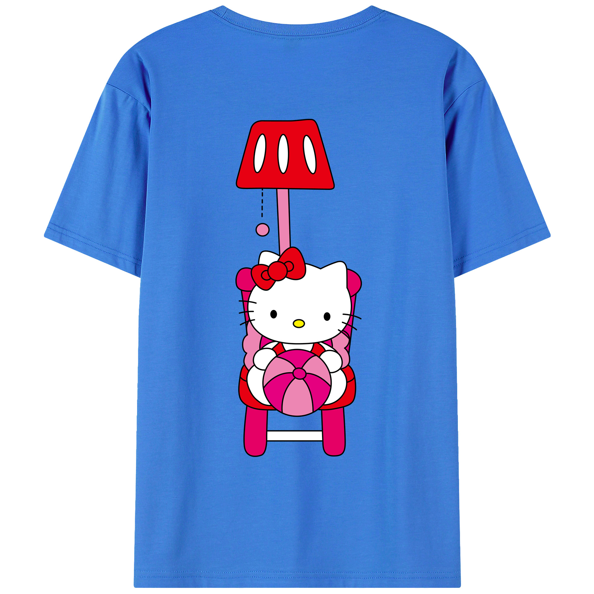 （画像用） Hello Kitty ハローキティ 綿100％ メンズ半袖Tシャツ（バックプリント） 通気性