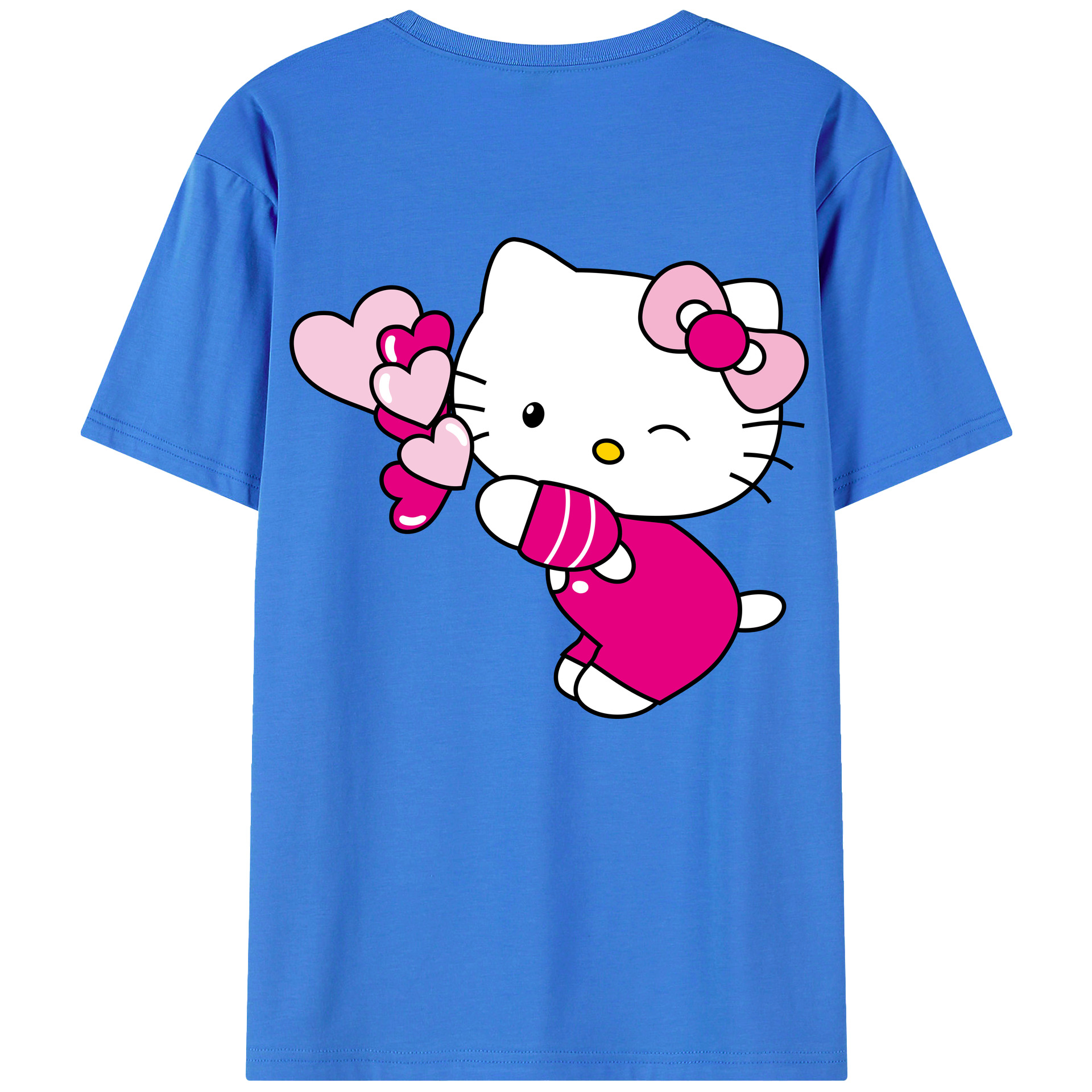 （画像用） Hello Kitty ハローキティ 綿100％ メンズ半袖Tシャツ（バックプリント） 通気性