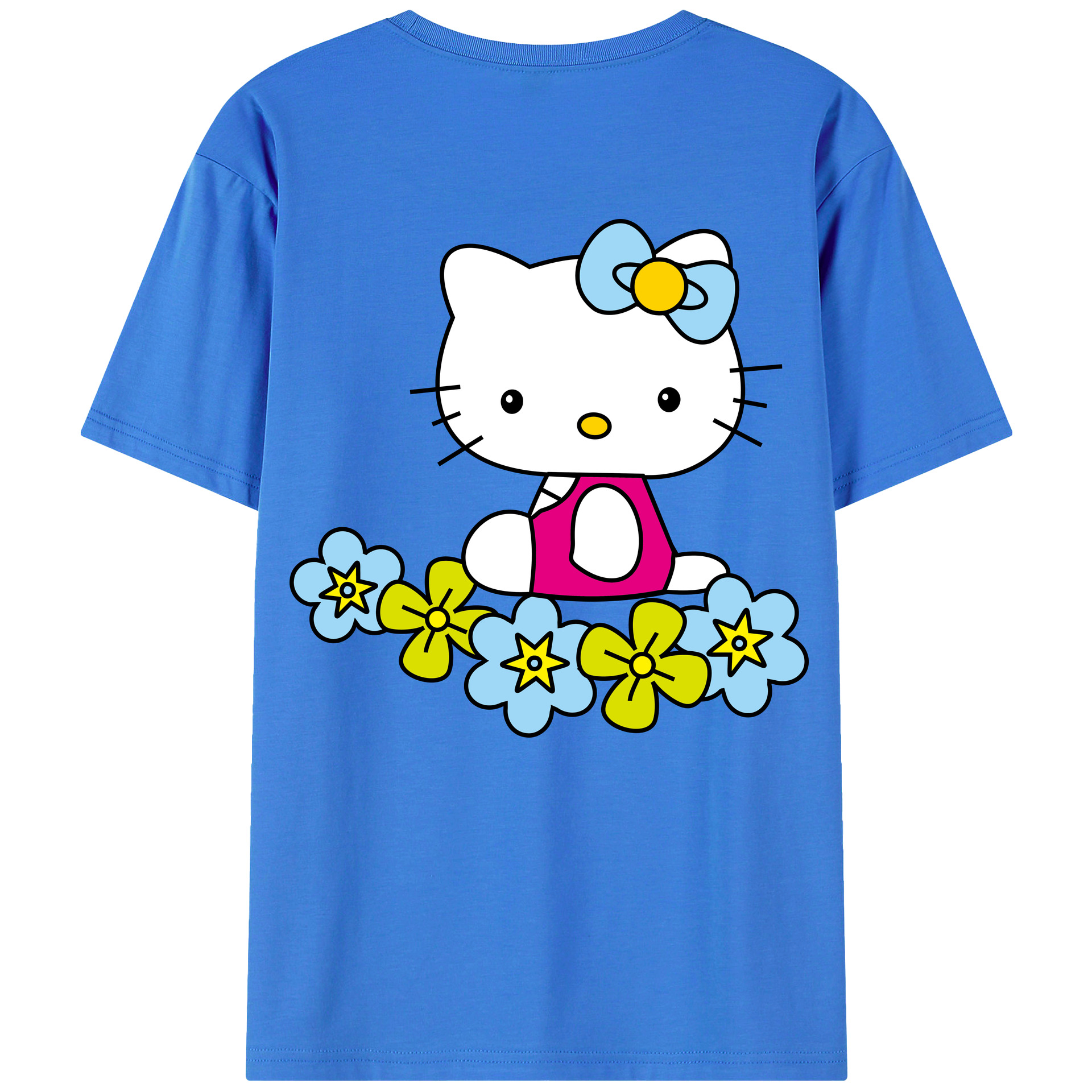 （画像用） Hello Kitty ハローキティ 綿100％ メンズ半袖Tシャツ（バックプリント） 通気性