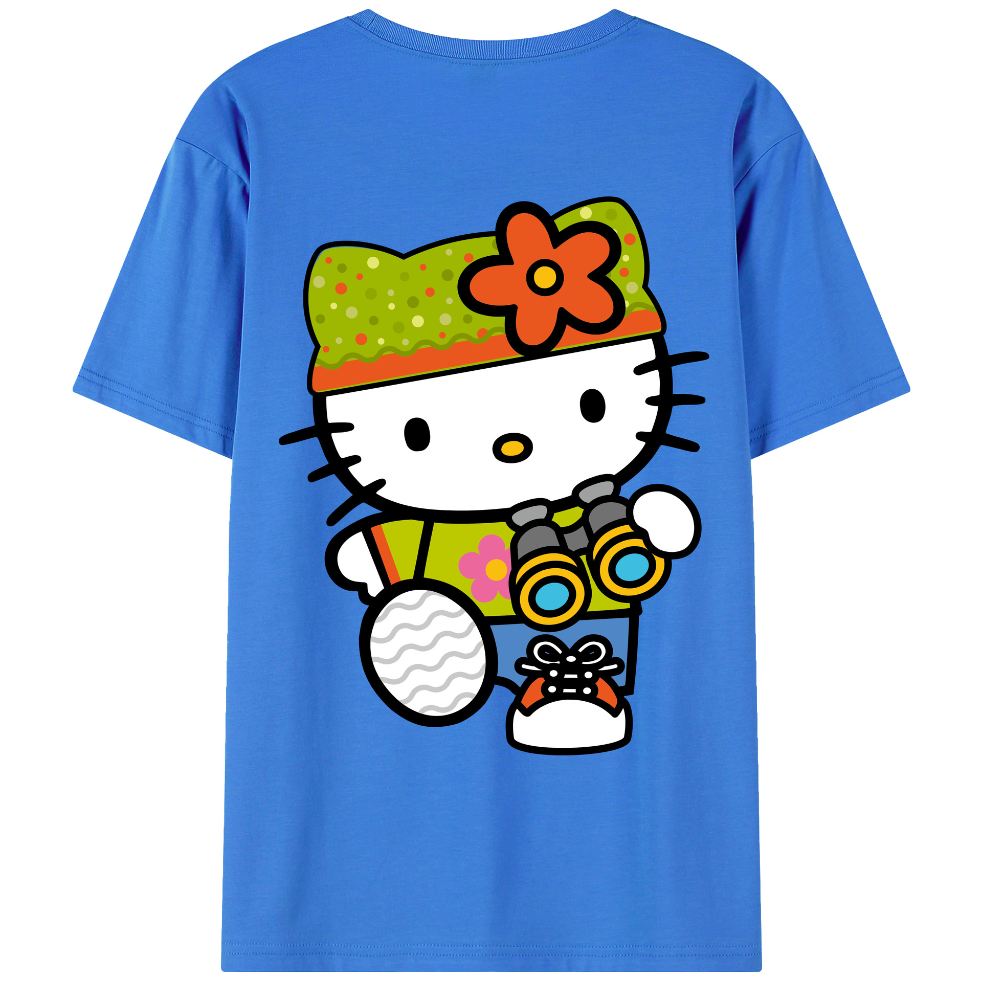 （画像用） Hello Kitty ハローキティ 綿100％ メンズ半袖Tシャツ（バックプリント） 通気性