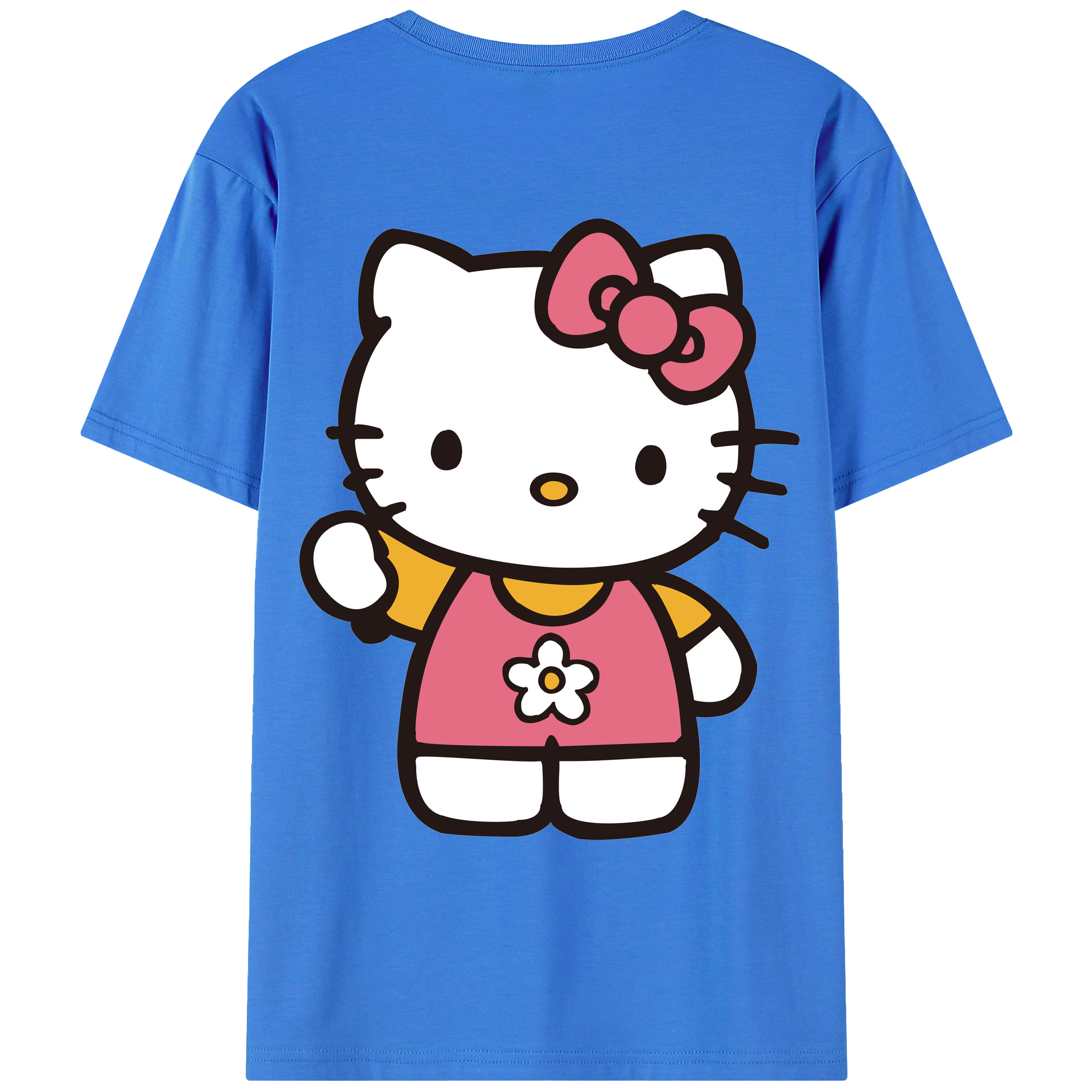 （画像用） Hello Kitty ハローキティ 綿100％ メンズ半袖Tシャツ（バックプリント） 通気性