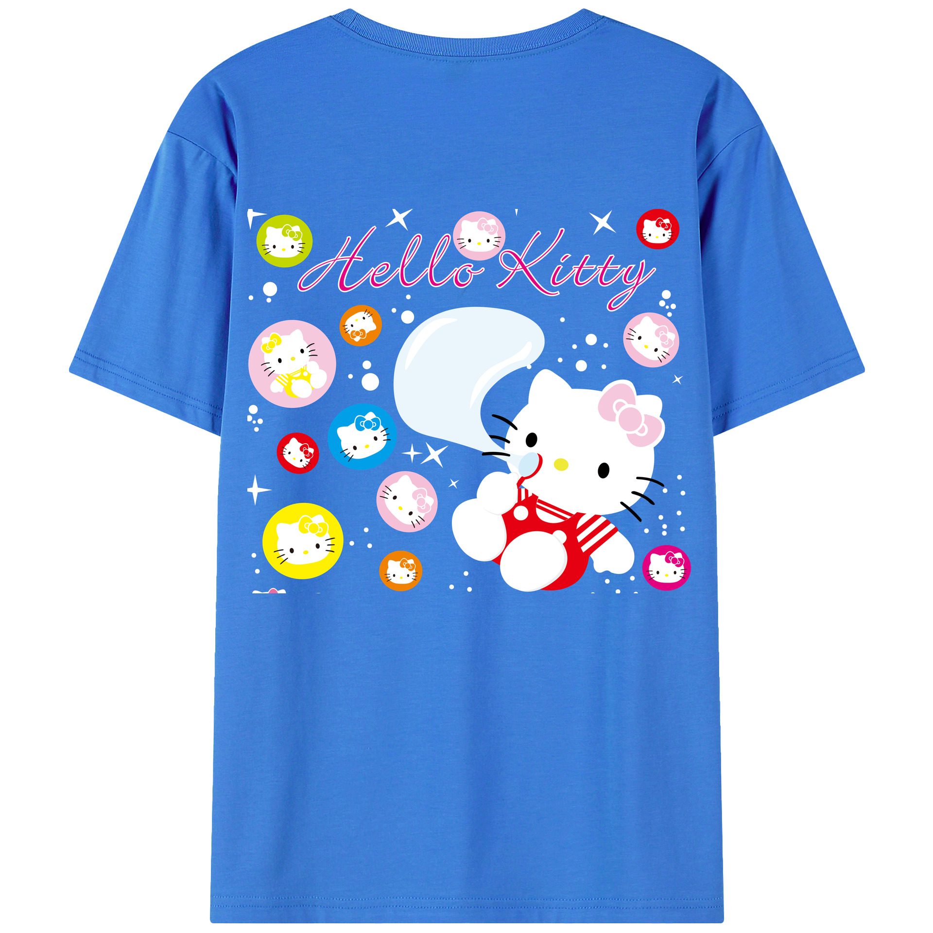 （画像用） Hello Kitty ハローキティ 綿100％ メンズ半袖Tシャツ（バックプリント） 通気性