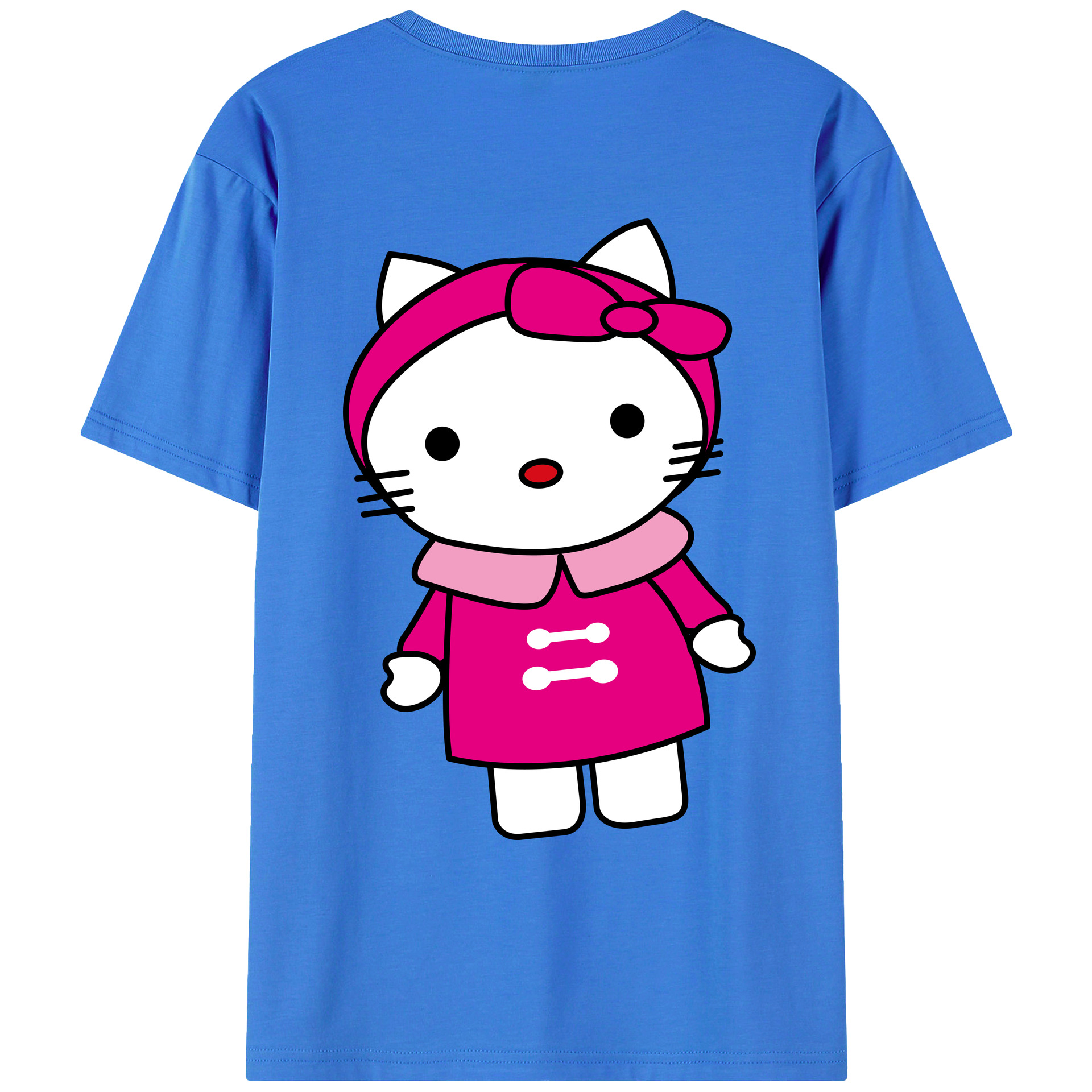 （画像用） Hello Kitty ハローキティ 綿100％ メンズ半袖Tシャツ（バックプリント） 通気性