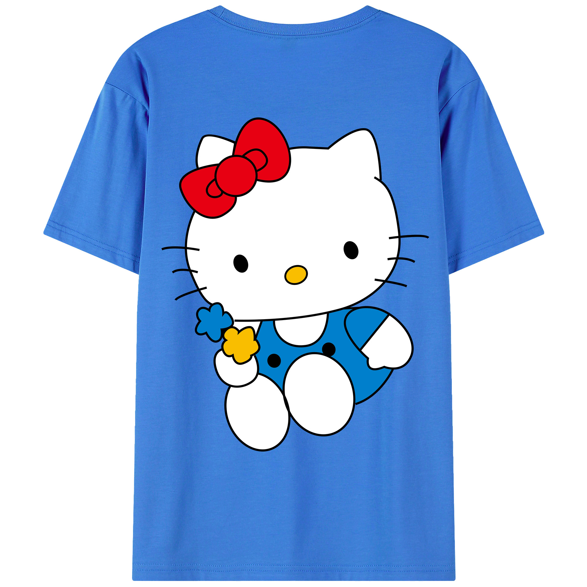 （画像用） Hello Kitty ハローキティ 綿100％ メンズ半袖Tシャツ（バックプリント） 通気性