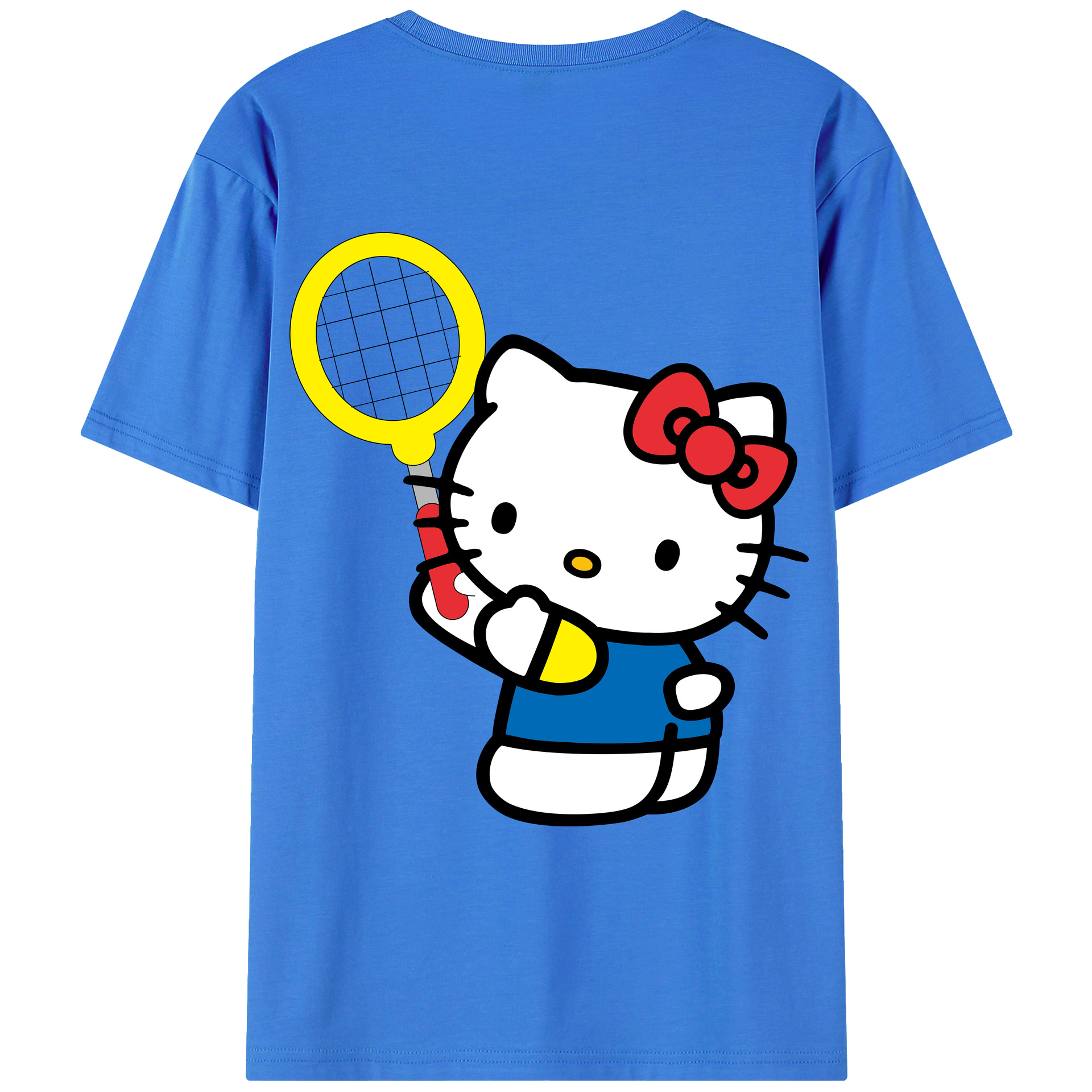 （画像用） Hello Kitty ハローキティ 綿100％ メンズ半袖Tシャツ（バックプリント） 通気性