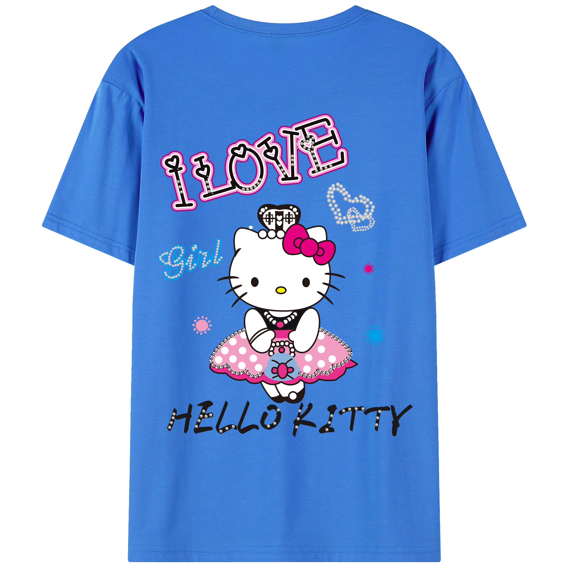 （画像用） Hello Kitty ハローキティ 綿100％ メンズ半袖Tシャツ（バックプリント） 通気性