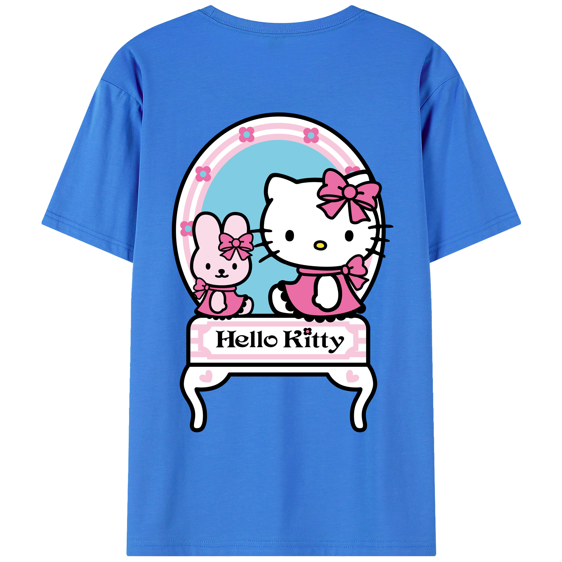 （画像用） Hello Kitty ハローキティ 綿100％ メンズ半袖Tシャツ（バックプリント） 通気性