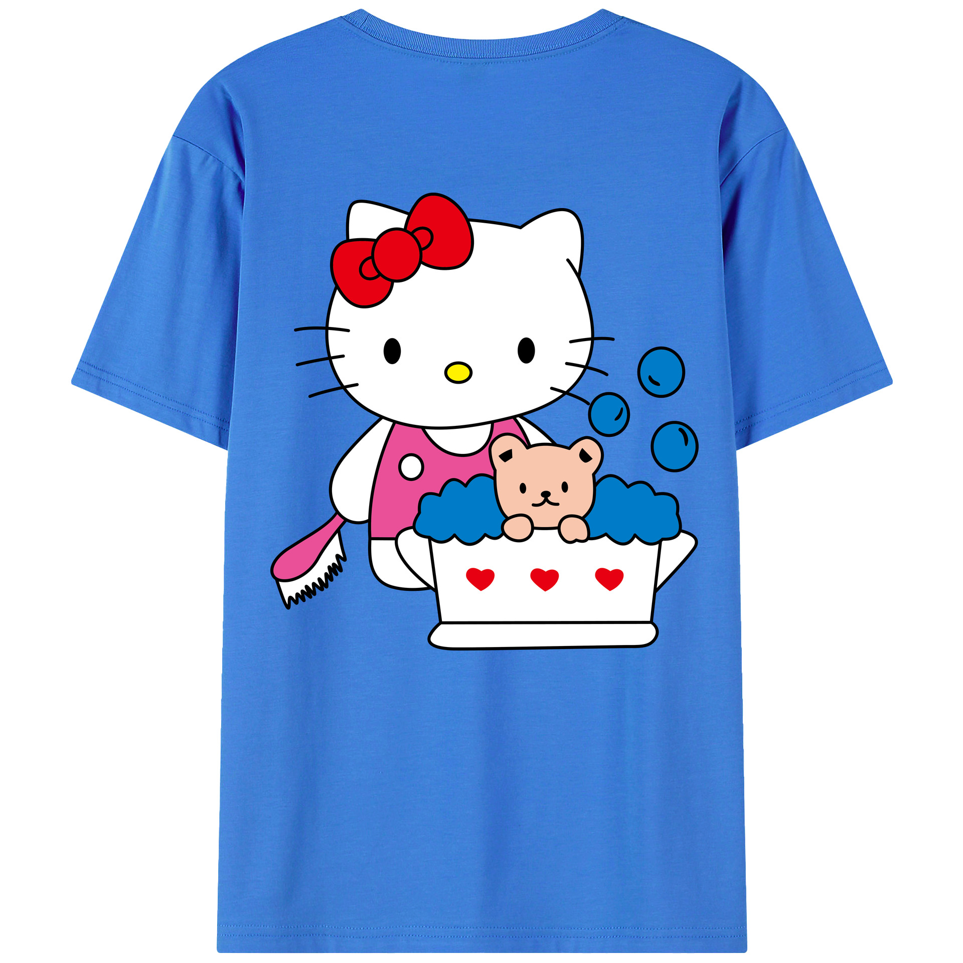 （画像用） Hello Kitty ハローキティ 綿100％ メンズ半袖Tシャツ（バックプリント） 通気性