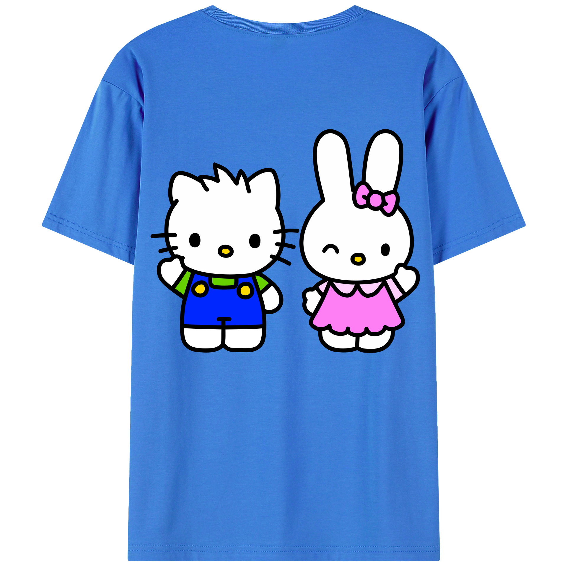 （画像用） Hello Kitty ハローキティ 綿100％ メンズ半袖Tシャツ（バックプリント） 通気性
