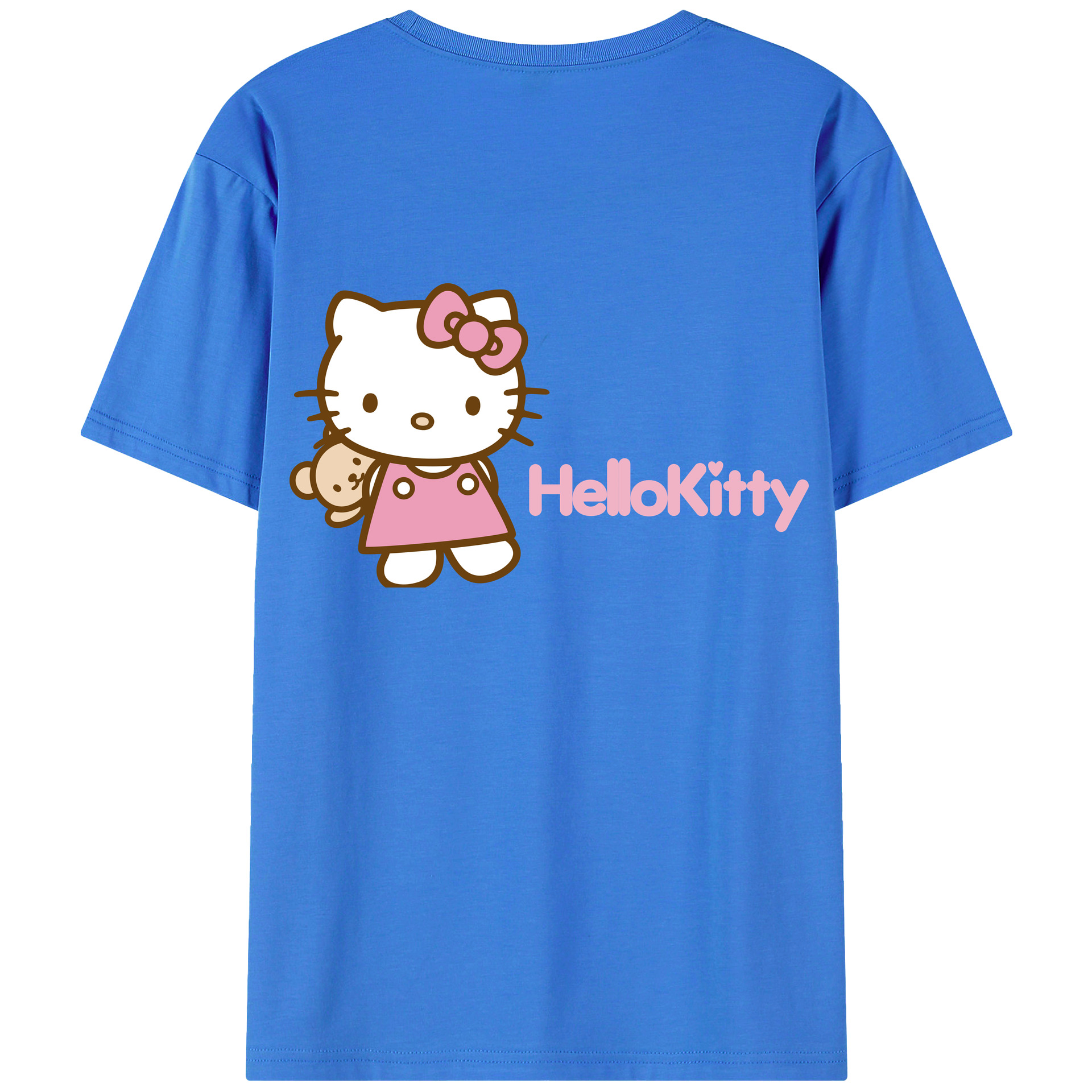 （画像用） Hello Kitty ハローキティ 綿100％ メンズ半袖Tシャツ（バックプリント） 通気性