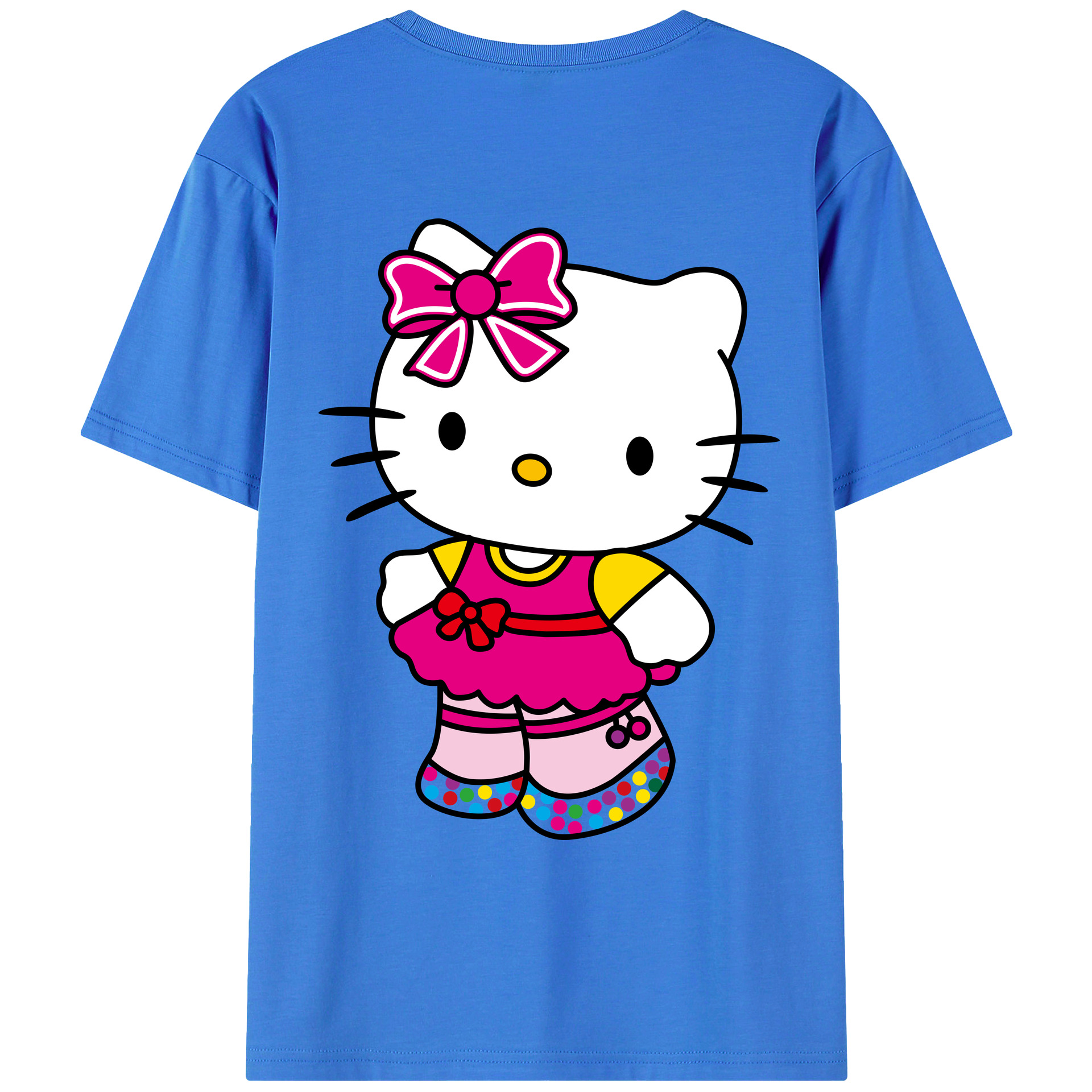 （画像用） Hello Kitty ハローキティ 綿100％ メンズ半袖Tシャツ（バックプリント） 通気性