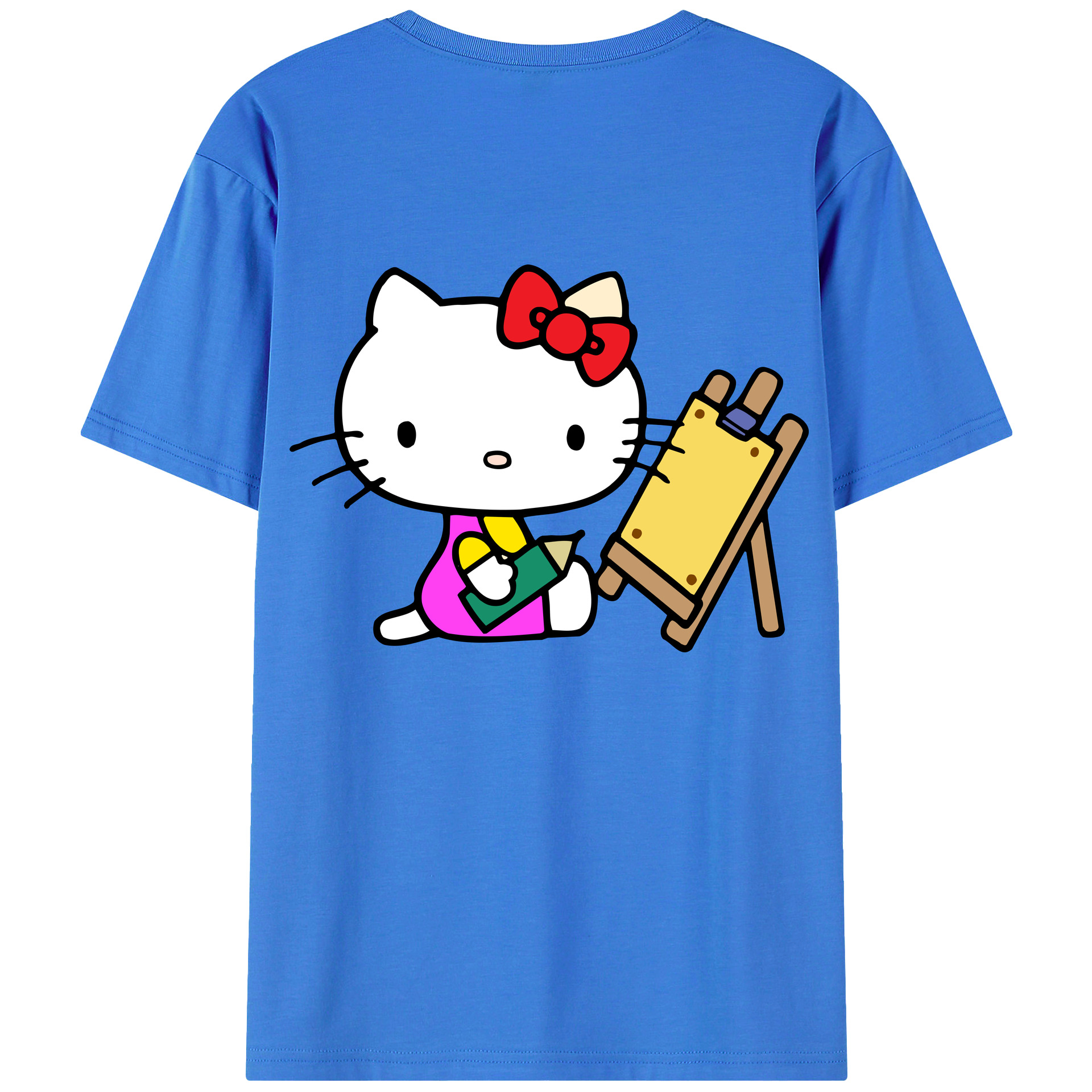 （画像用） Hello Kitty ハローキティ 綿100％ メンズ半袖Tシャツ（バックプリント） 通気性