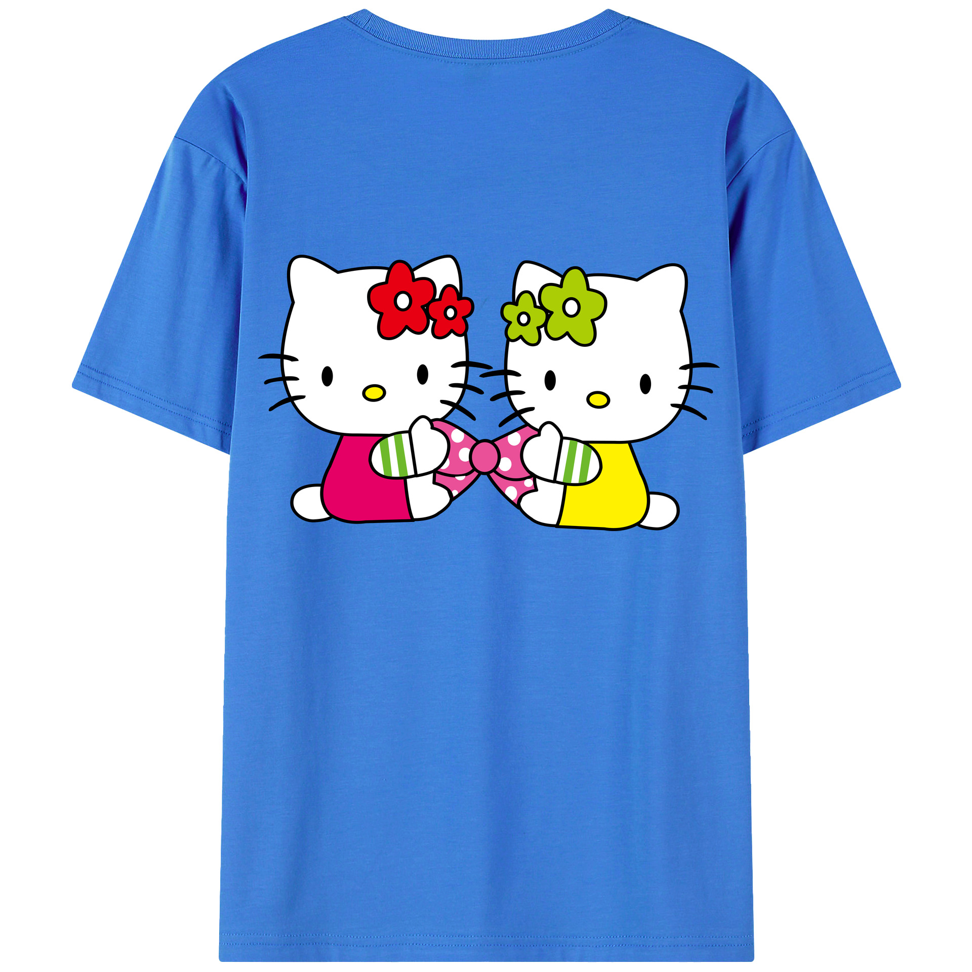 （画像用） Hello Kitty ハローキティ 綿100％ メンズ半袖Tシャツ（バックプリント） 通気性