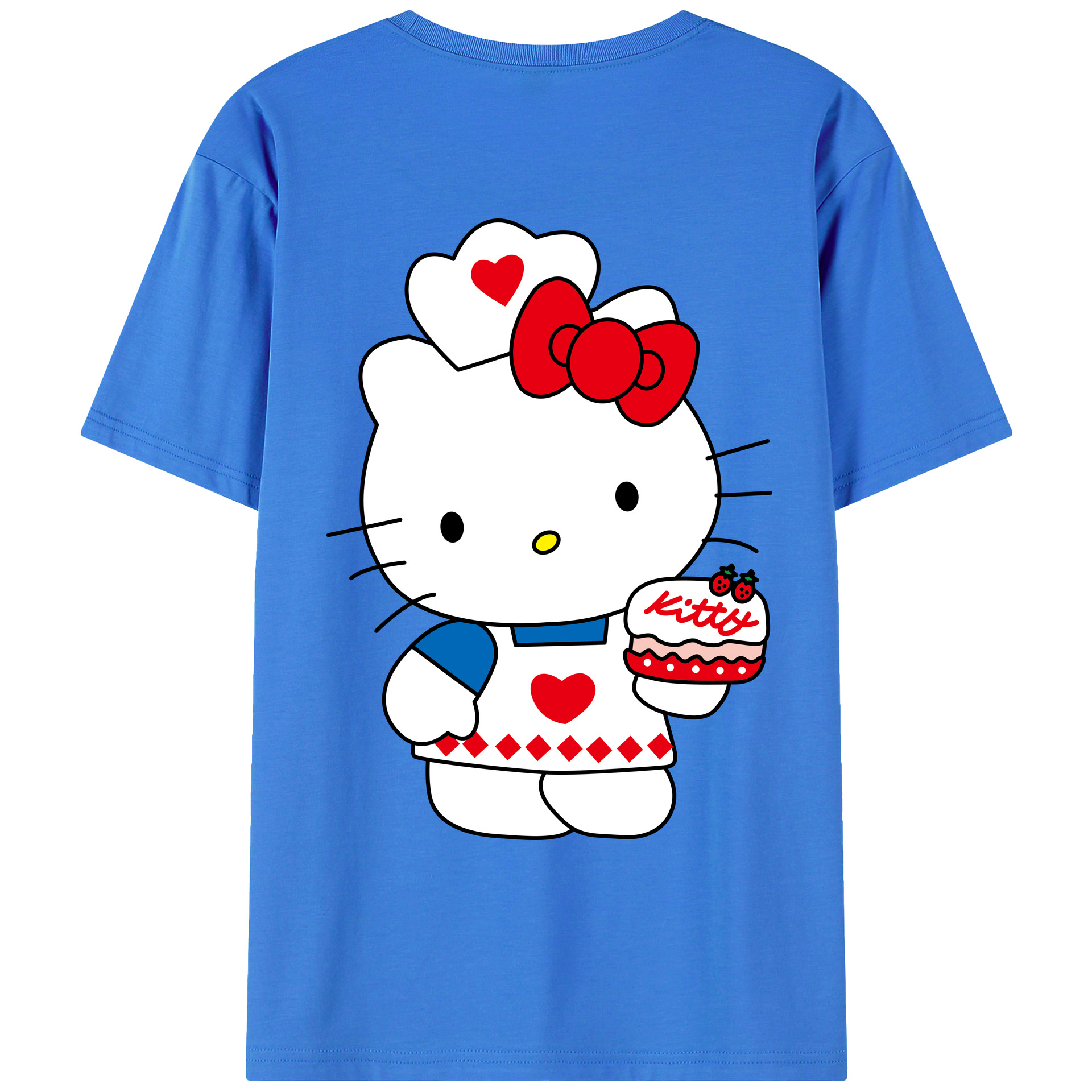 （画像用） Hello Kitty ハローキティ 綿100％ メンズ半袖Tシャツ（バックプリント） 通気性