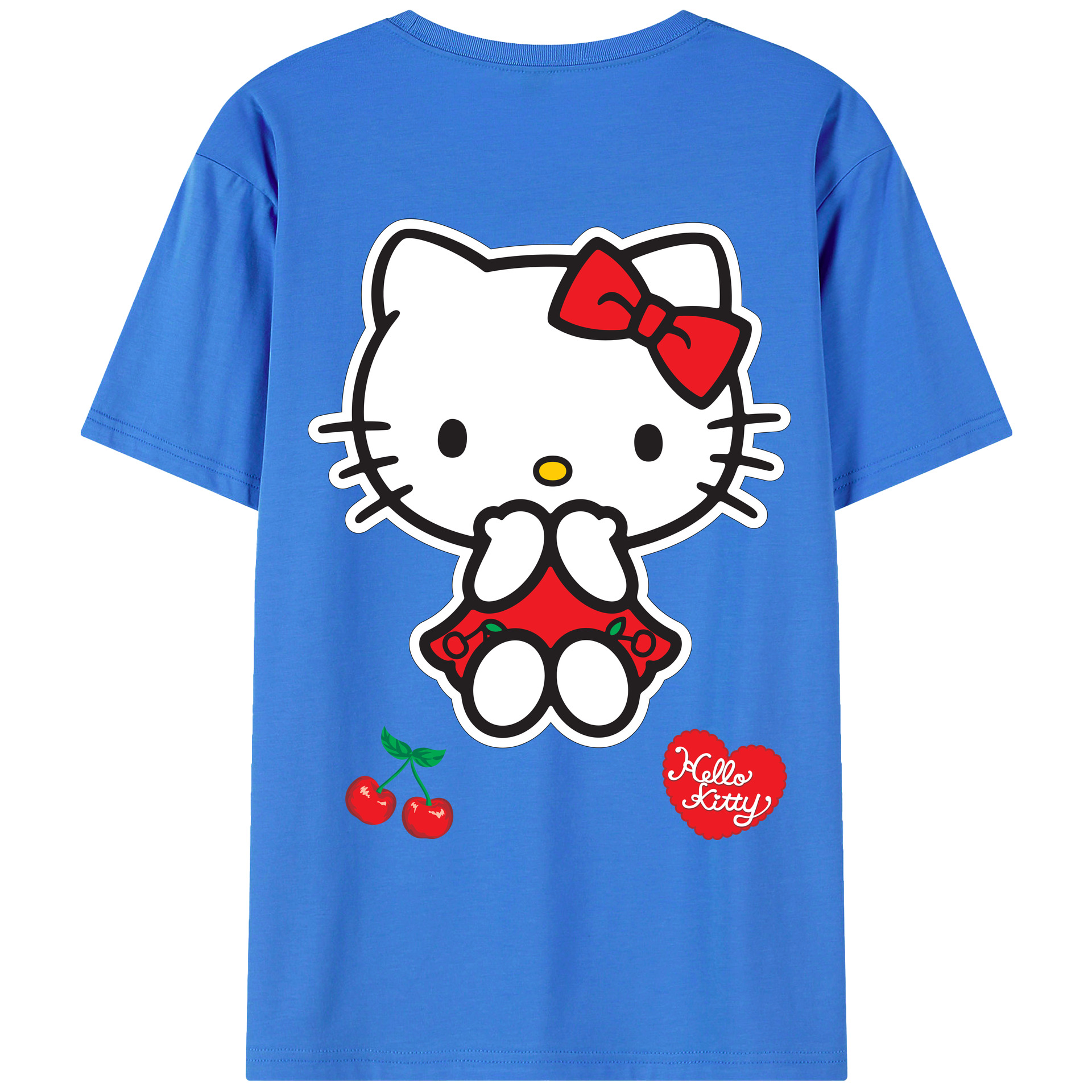 （画像用） Hello Kitty ハローキティ 綿100％ メンズ半袖Tシャツ（バックプリント） 通気性