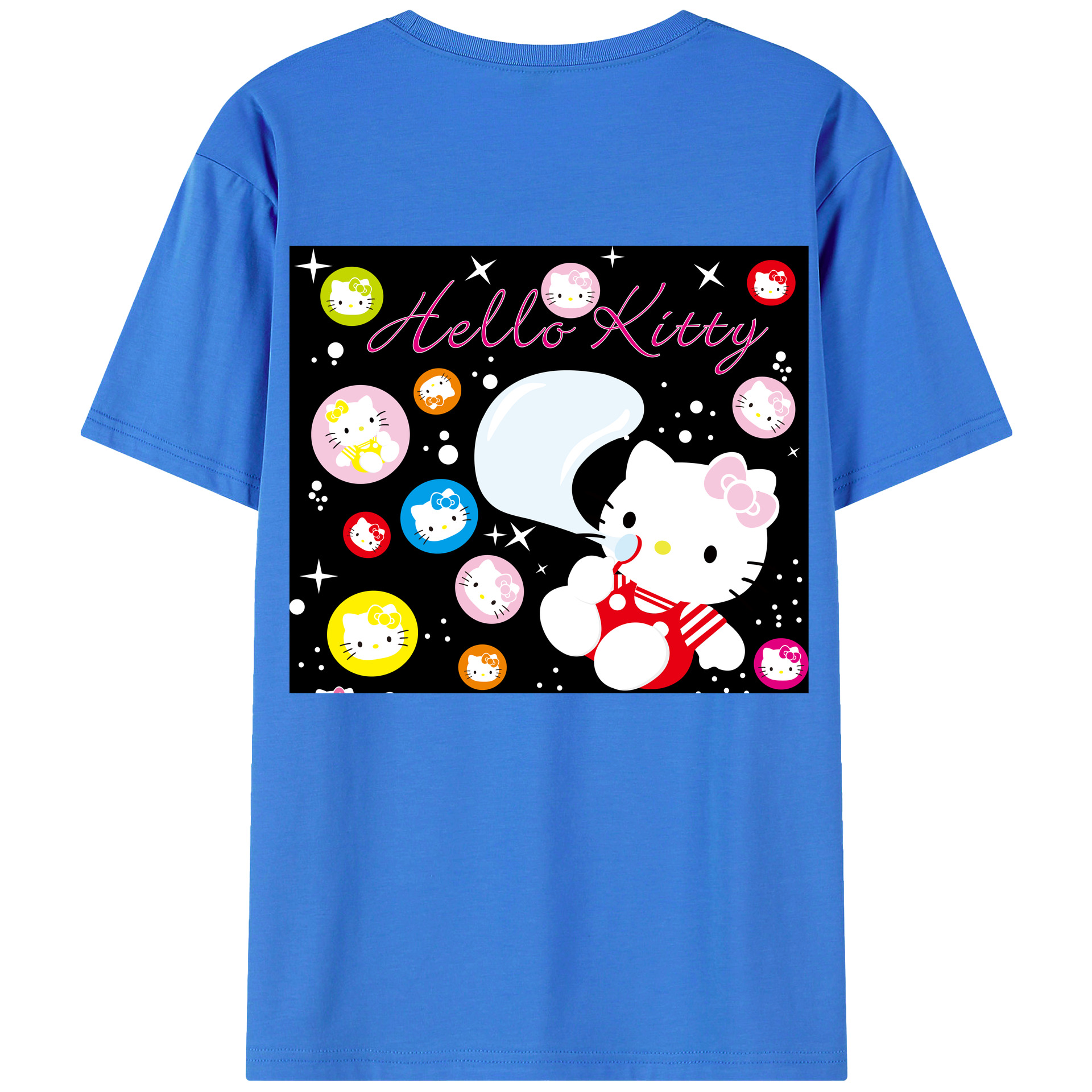 （画像用） Hello Kitty ハローキティ 綿100％ メンズ半袖Tシャツ（バックプリント） 通気性