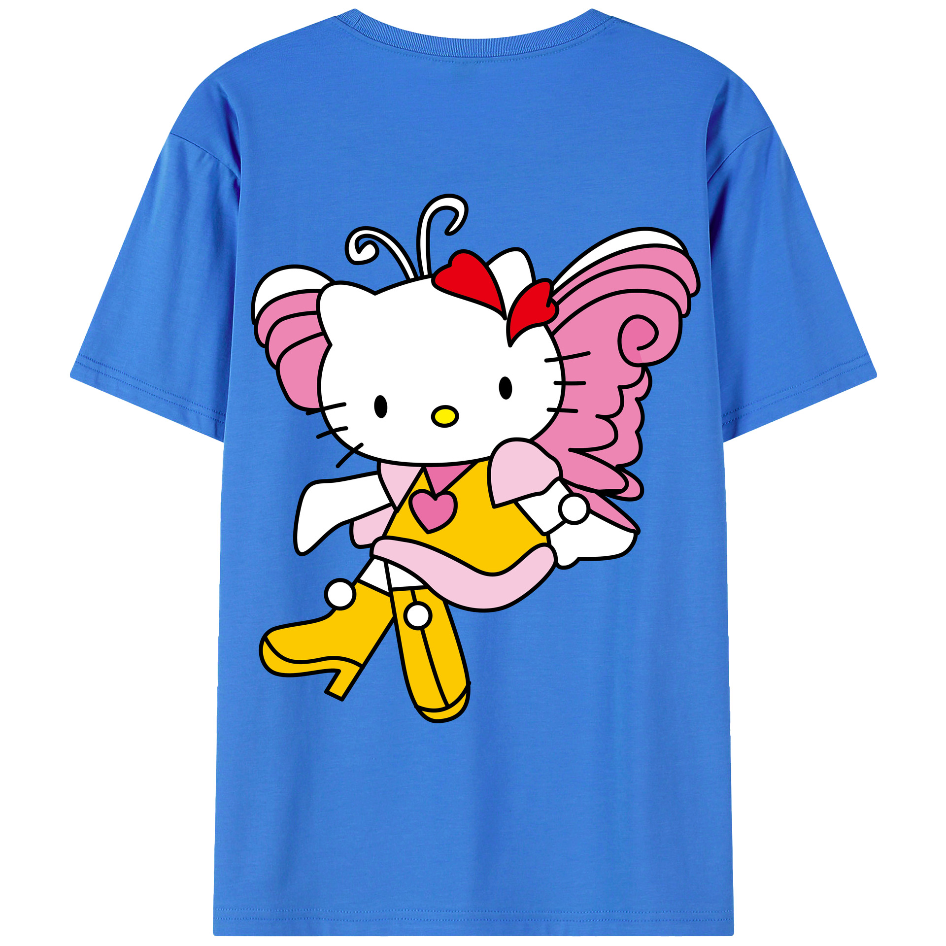 （画像用） Hello Kitty ハローキティ 綿100％ メンズ半袖Tシャツ（バックプリント） 通気性
