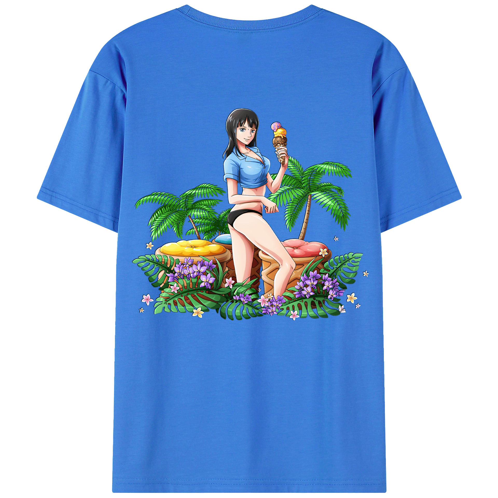 （画像用） Hello Kitty ハローキティ 綿100％ メンズ半袖Tシャツ（バックプリント） 通気性