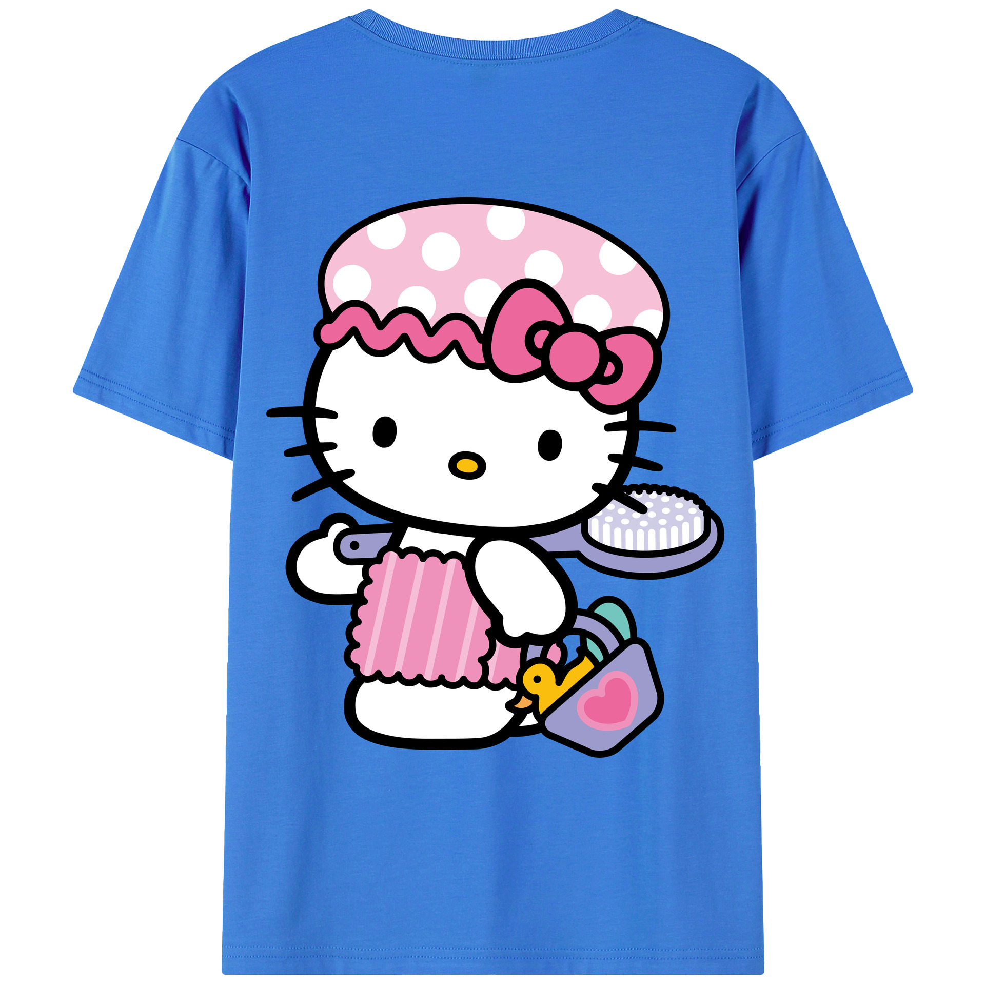 （画像用） Hello Kitty ハローキティ 綿100％ メンズ半袖Tシャツ（バックプリント） 通気性
