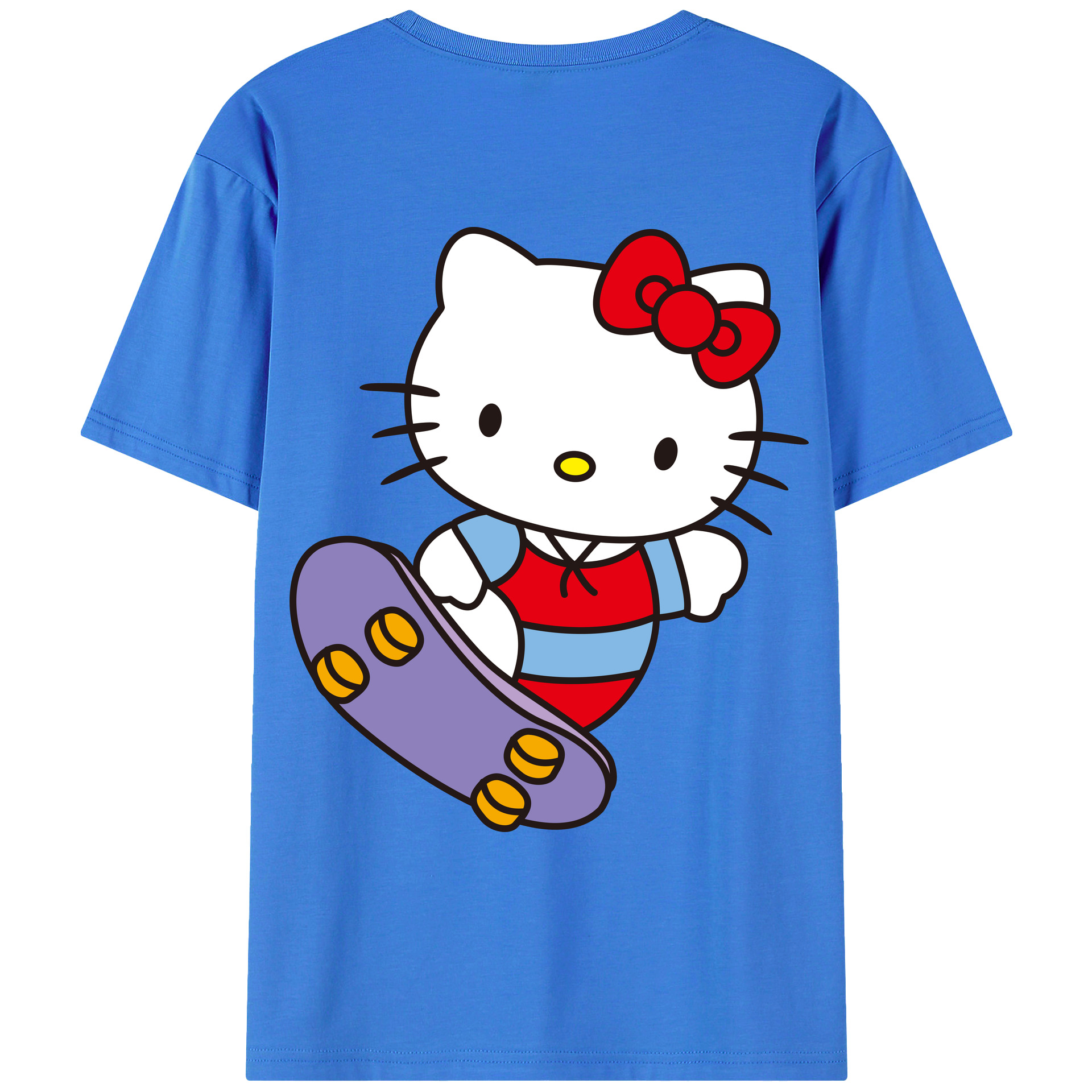 （画像用） Hello Kitty ハローキティ 綿100％ メンズ半袖Tシャツ（バックプリント） 通気性