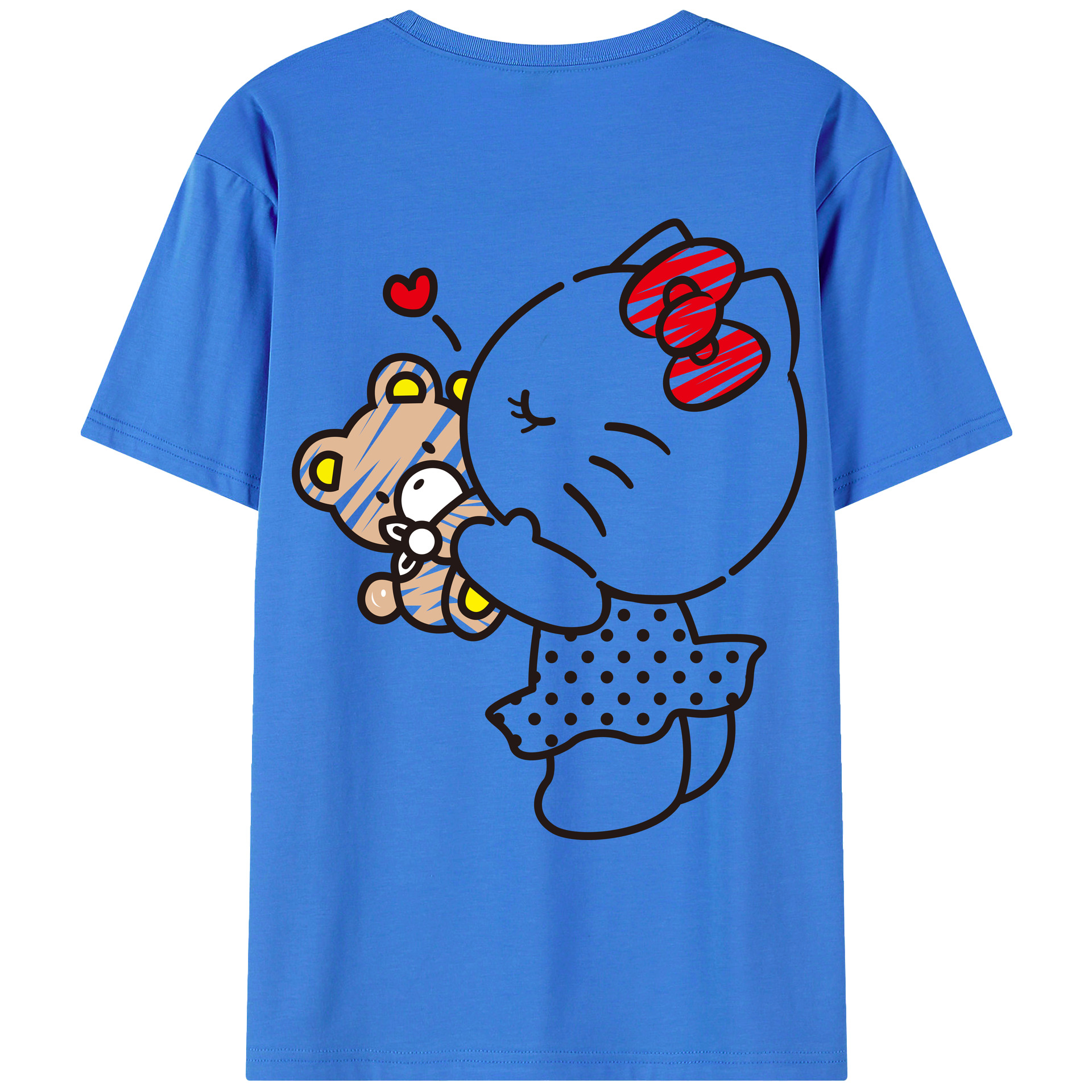 （画像用） Hello Kitty ハローキティ 綿100％ メンズ半袖Tシャツ（バックプリント） 通気性