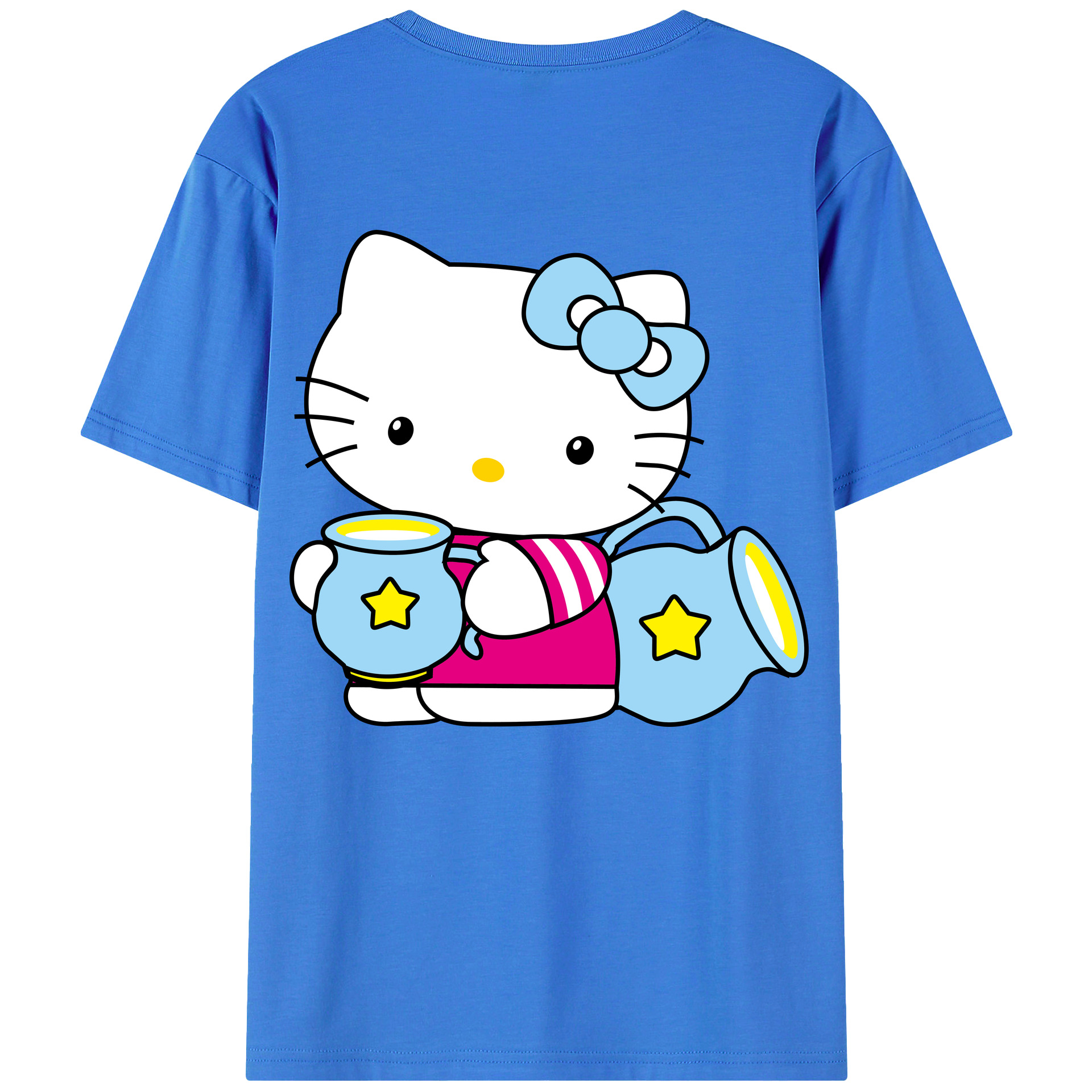 （画像用） Hello Kitty ハローキティ 綿100％ メンズ半袖Tシャツ（バックプリント） 通気性