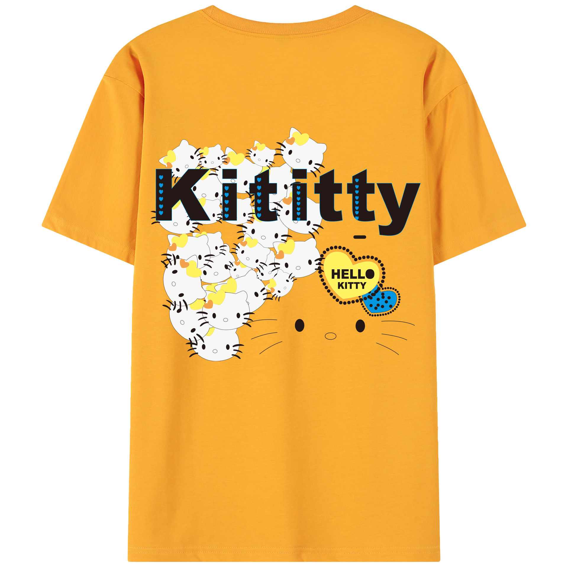 （画像用） Hello Kitty ハローキティ 綿100％ メンズ半袖Tシャツ（バックプリント） 通気性