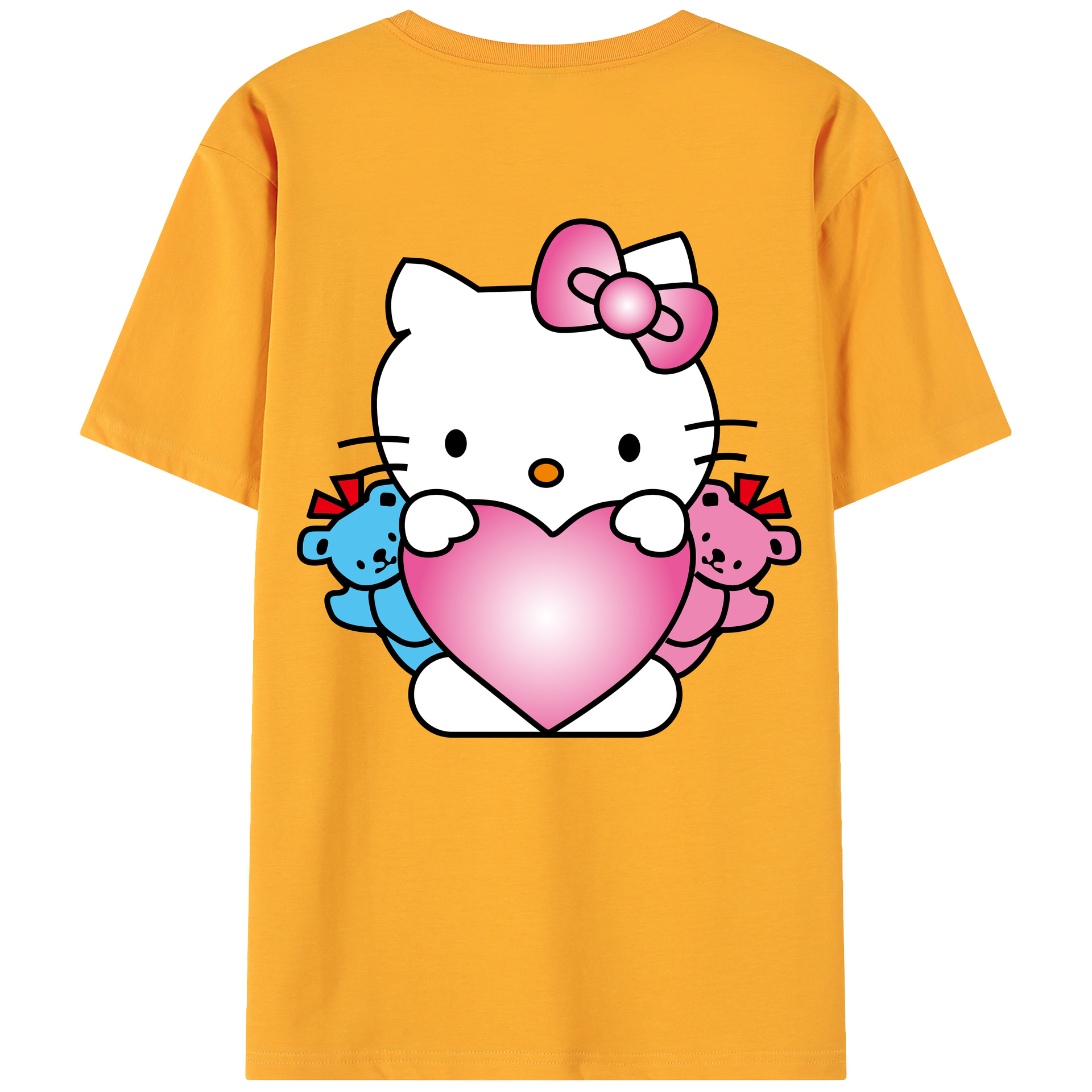 （画像用） Hello Kitty ハローキティ 綿100％ メンズ半袖Tシャツ（バックプリント） 通気性
