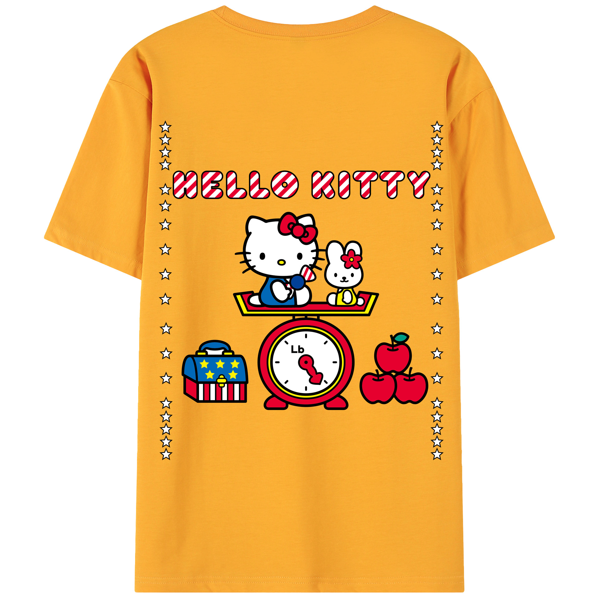 （画像用） Hello Kitty ハローキティ 綿100％ メンズ半袖Tシャツ（バックプリント） 通気性