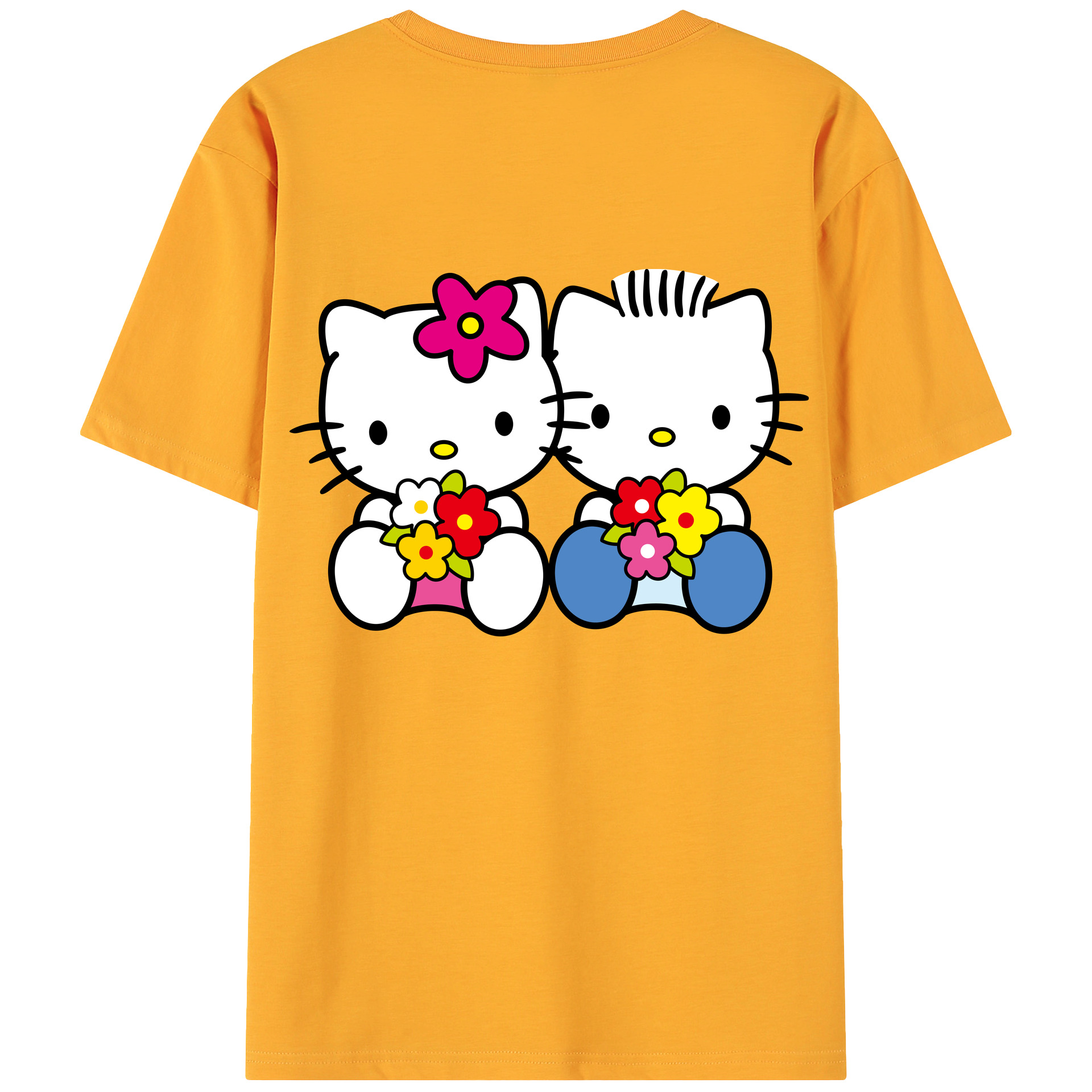 （画像用） Hello Kitty ハローキティ 綿100％ メンズ半袖Tシャツ（バックプリント） 通気性