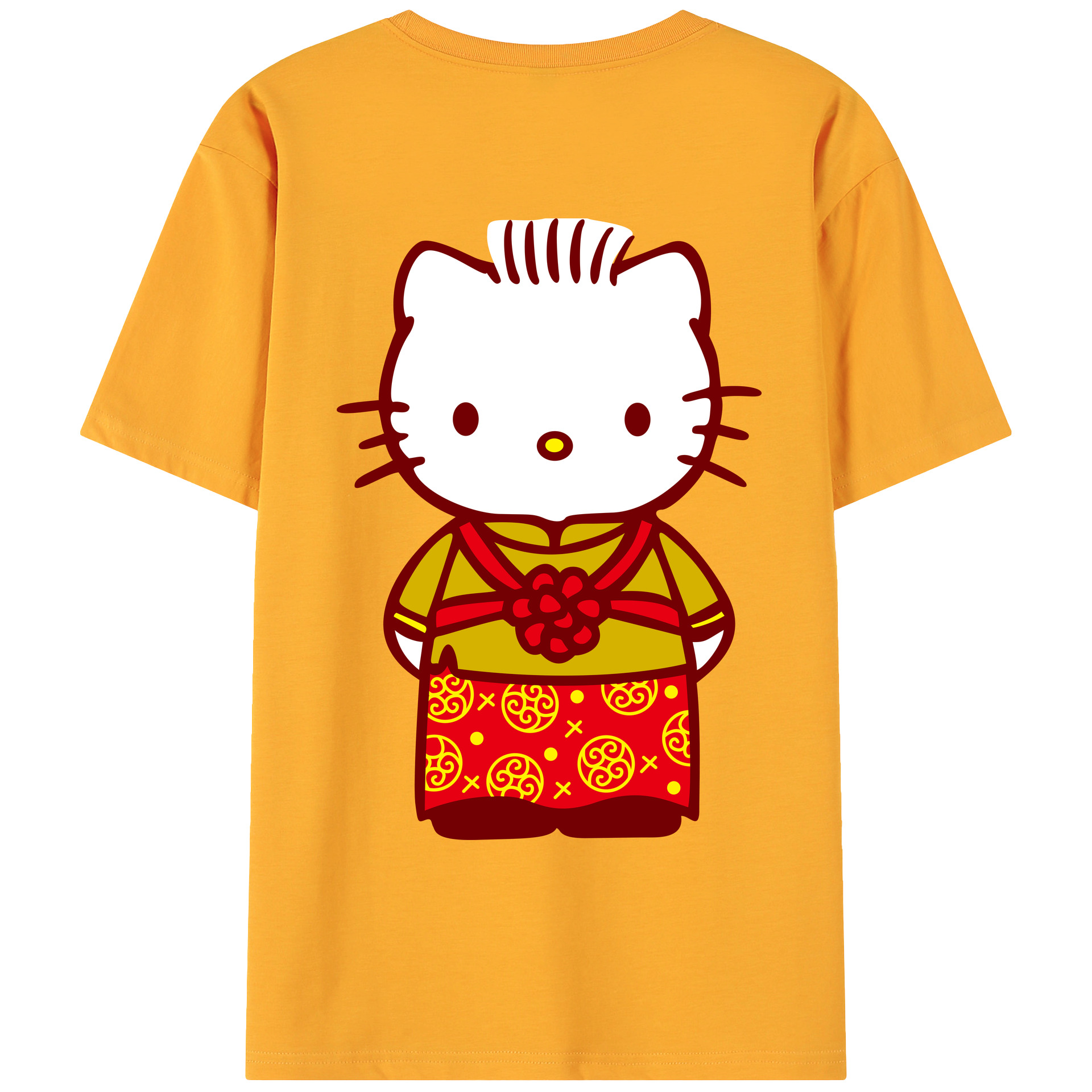 （画像用） Hello Kitty ハローキティ 綿100％ メンズ半袖Tシャツ（バックプリント） 通気性