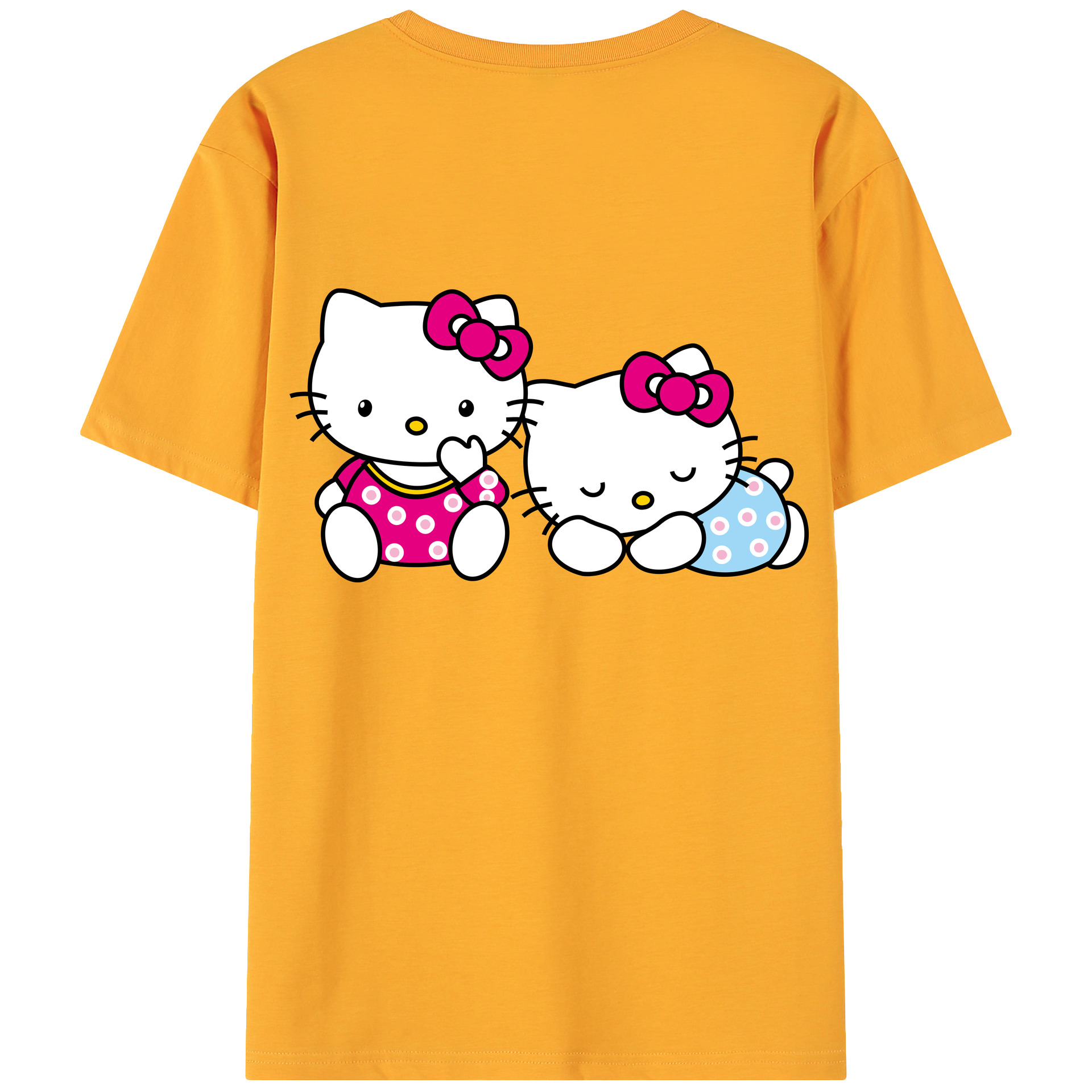 （画像用） Hello Kitty ハローキティ 綿100％ メンズ半袖Tシャツ（バックプリント） 通気性