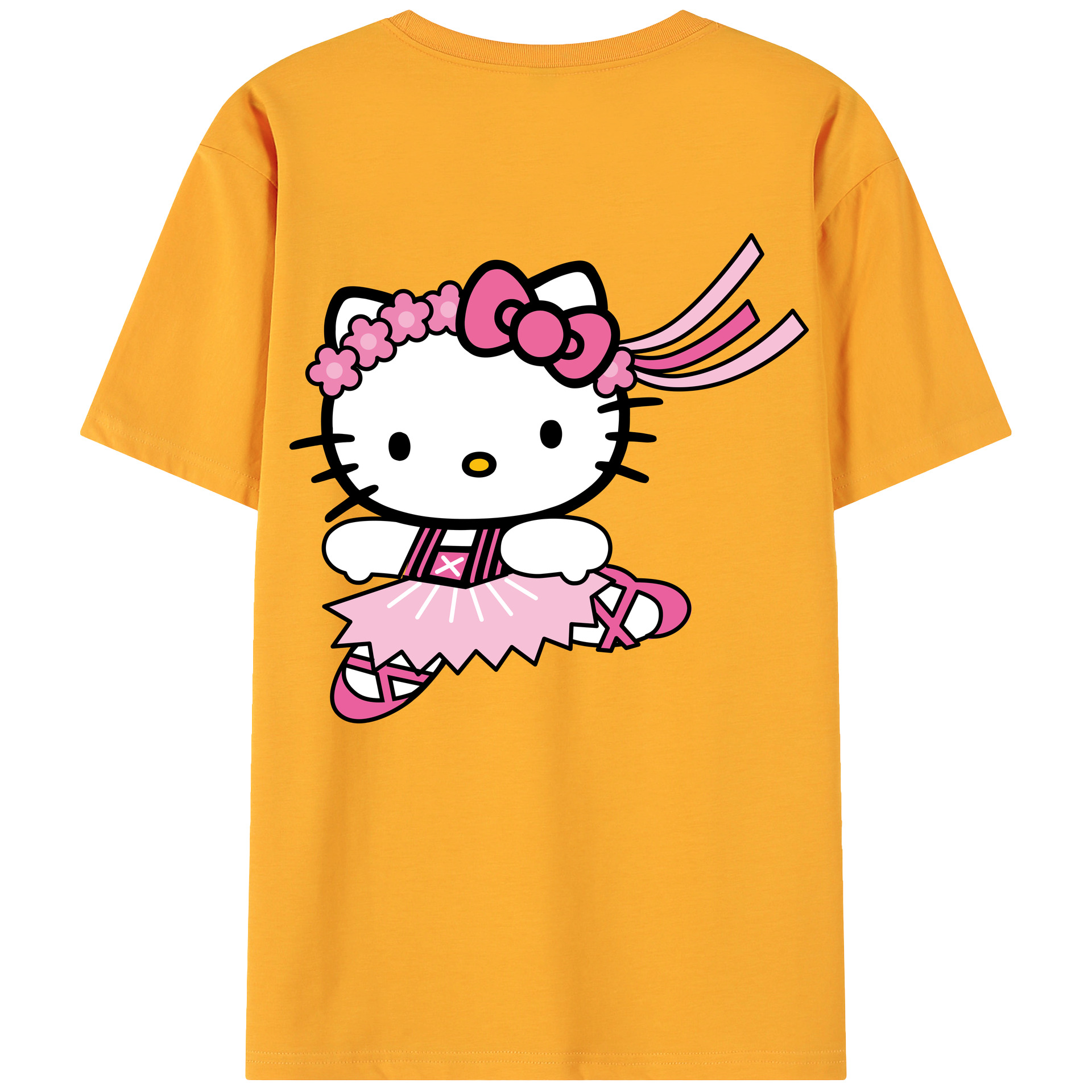 （画像用） Hello Kitty ハローキティ 綿100％ メンズ半袖Tシャツ（バックプリント） 通気性
