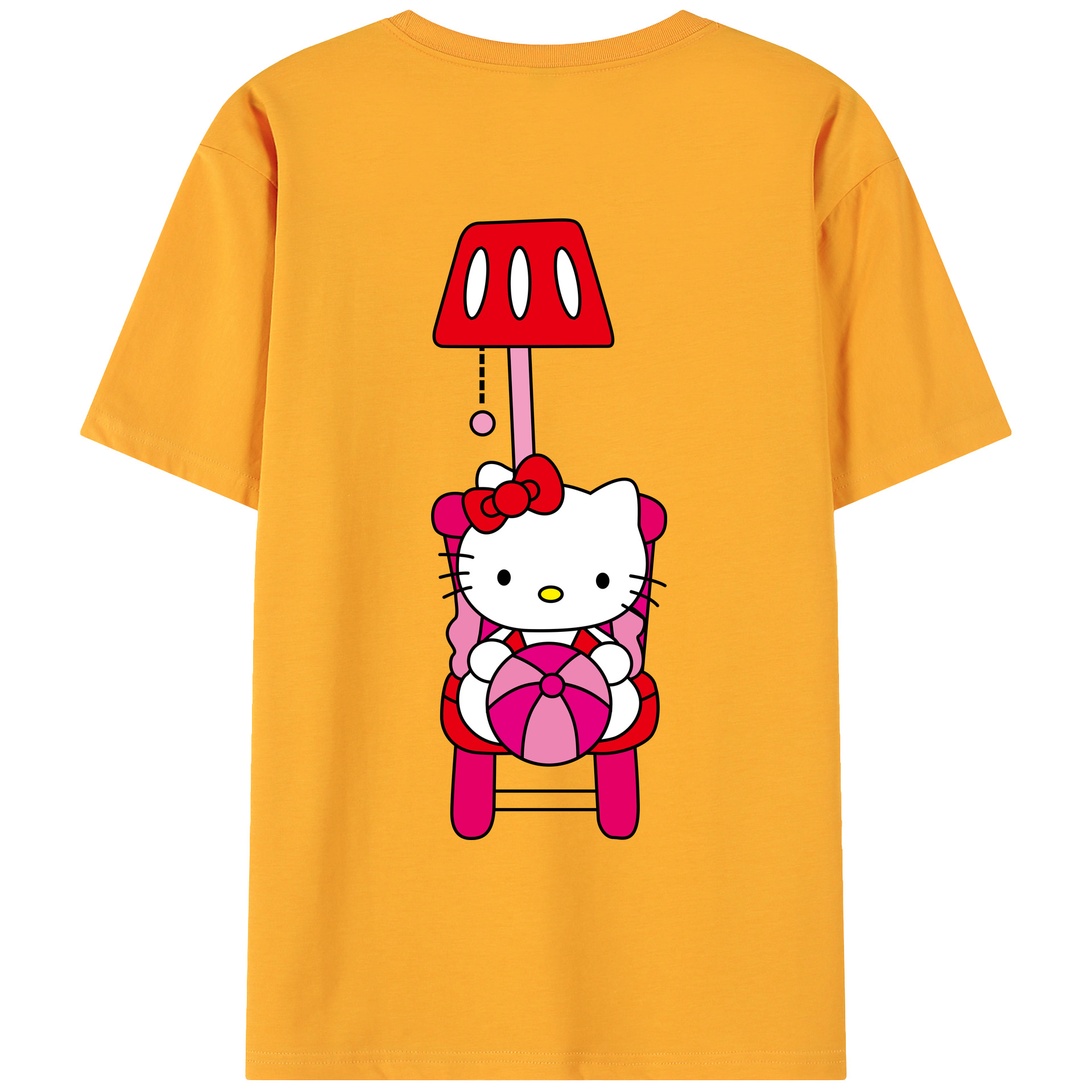 （画像用） Hello Kitty ハローキティ 綿100％ メンズ半袖Tシャツ（バックプリント） 通気性