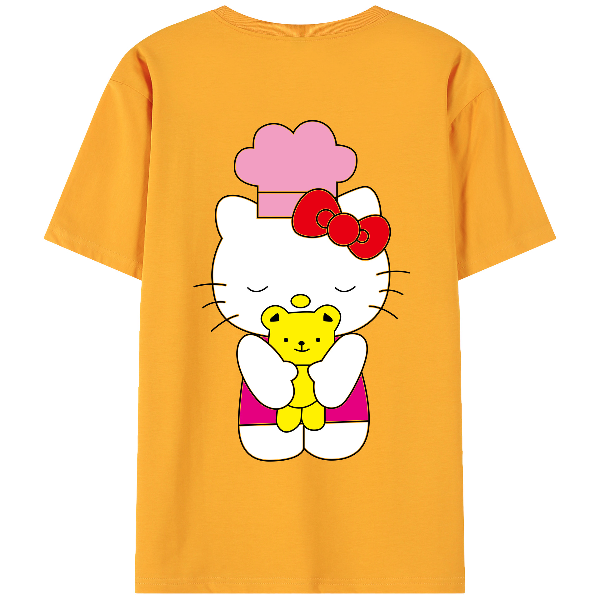 （画像用） Hello Kitty ハローキティ 綿100％ メンズ半袖Tシャツ（バックプリント） 通気性
