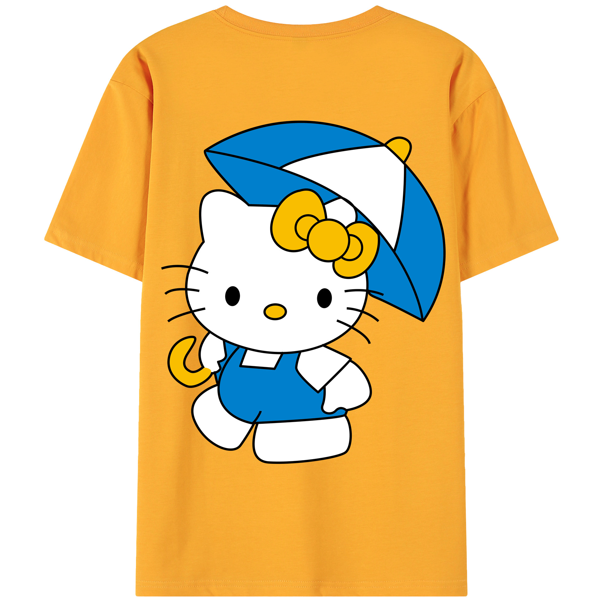 （画像用） Hello Kitty ハローキティ 綿100％ メンズ半袖Tシャツ（バックプリント） 通気性