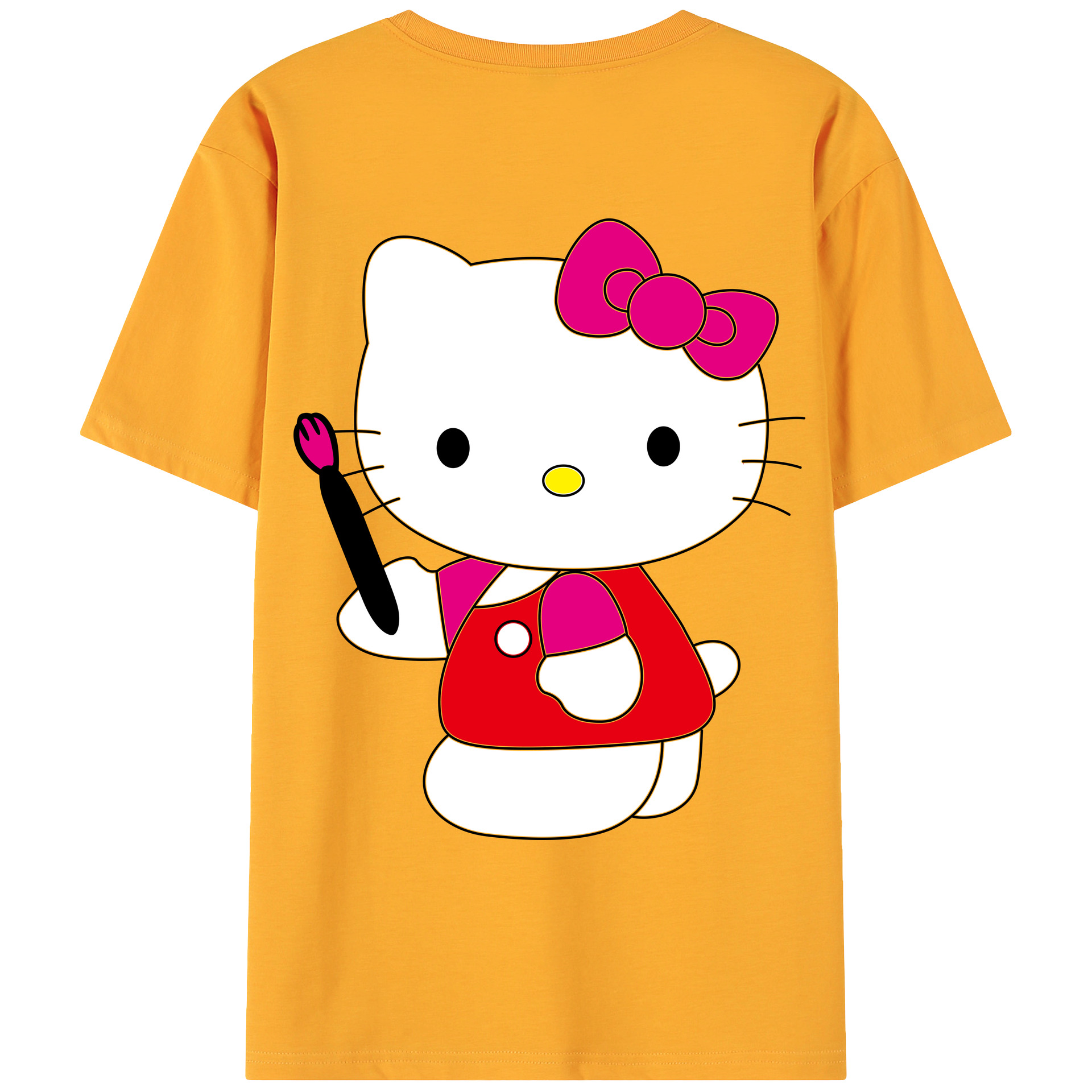 （画像用） Hello Kitty ハローキティ 綿100％ メンズ半袖Tシャツ（バックプリント） 通気性