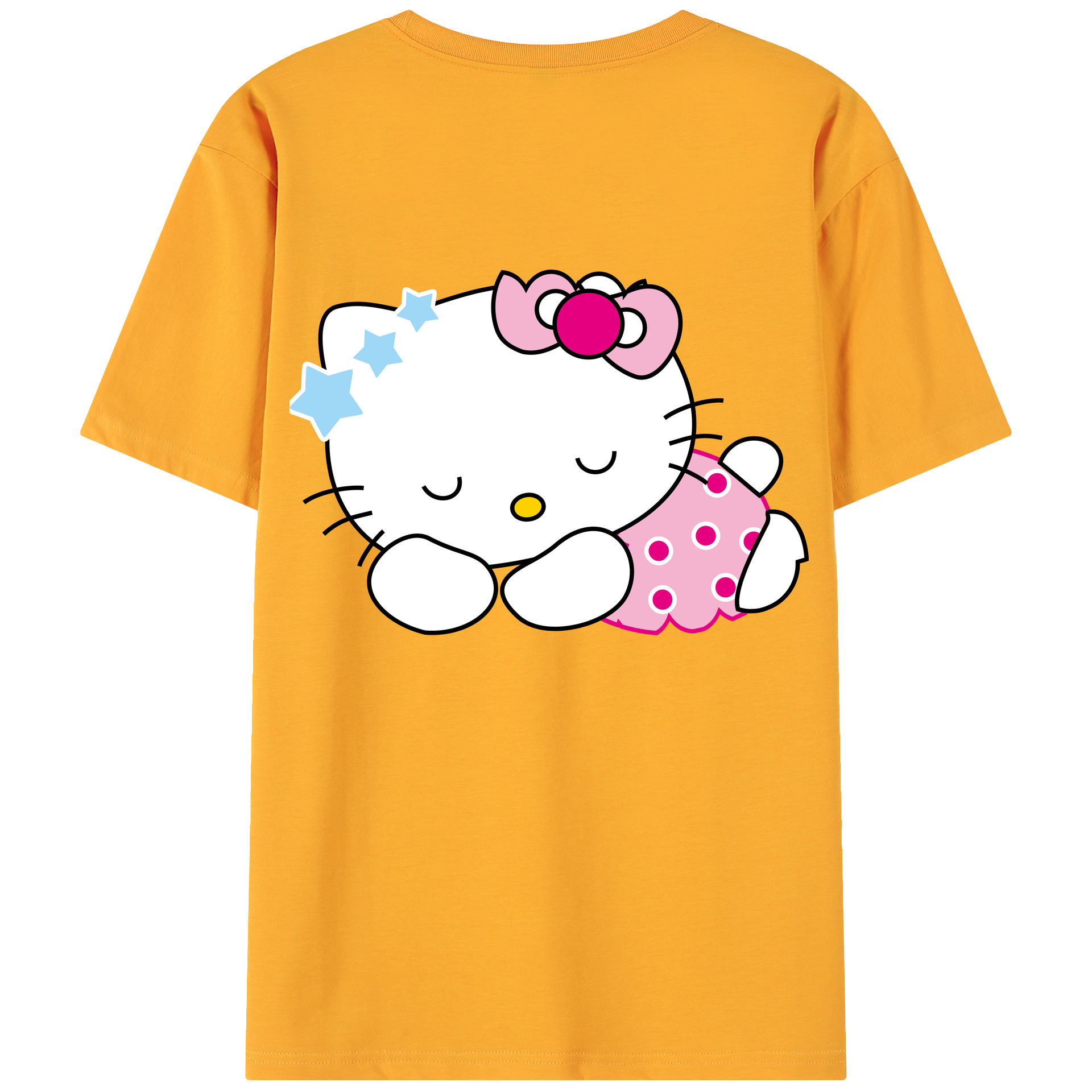 （画像用） Hello Kitty ハローキティ 綿100％ メンズ半袖Tシャツ（バックプリント） 通気性
