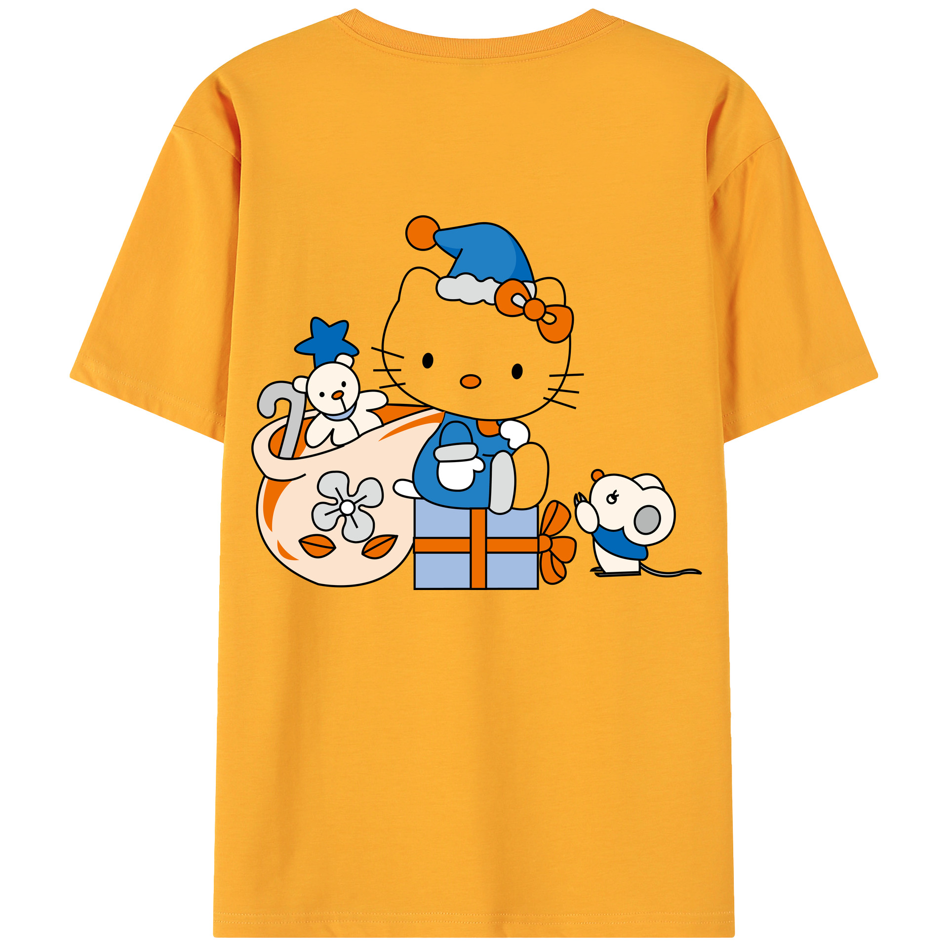 （画像用） Hello Kitty ハローキティ 綿100％ メンズ半袖Tシャツ（バックプリント） 通気性