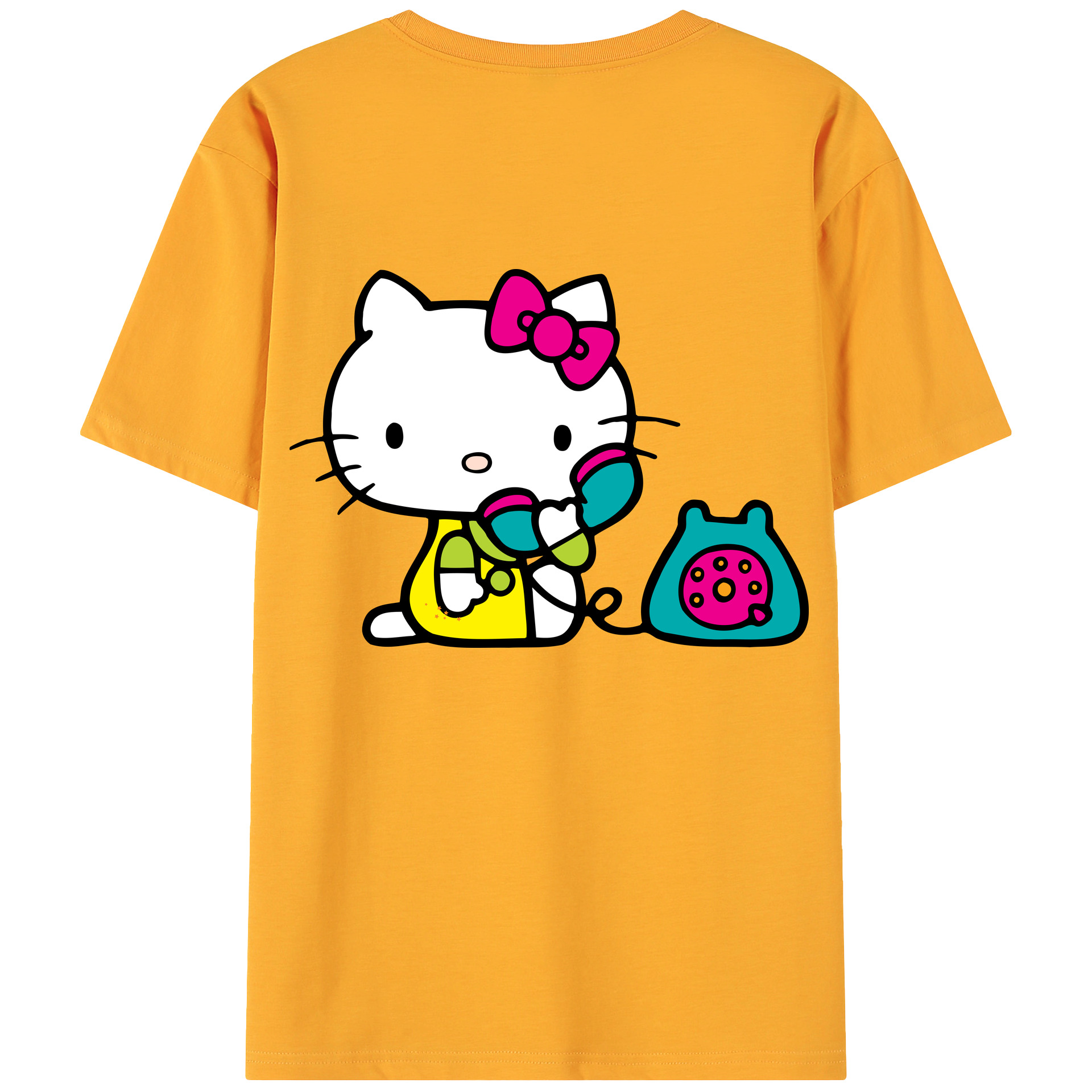 （画像用） Hello Kitty ハローキティ 綿100％ メンズ半袖Tシャツ（バックプリント） 通気性