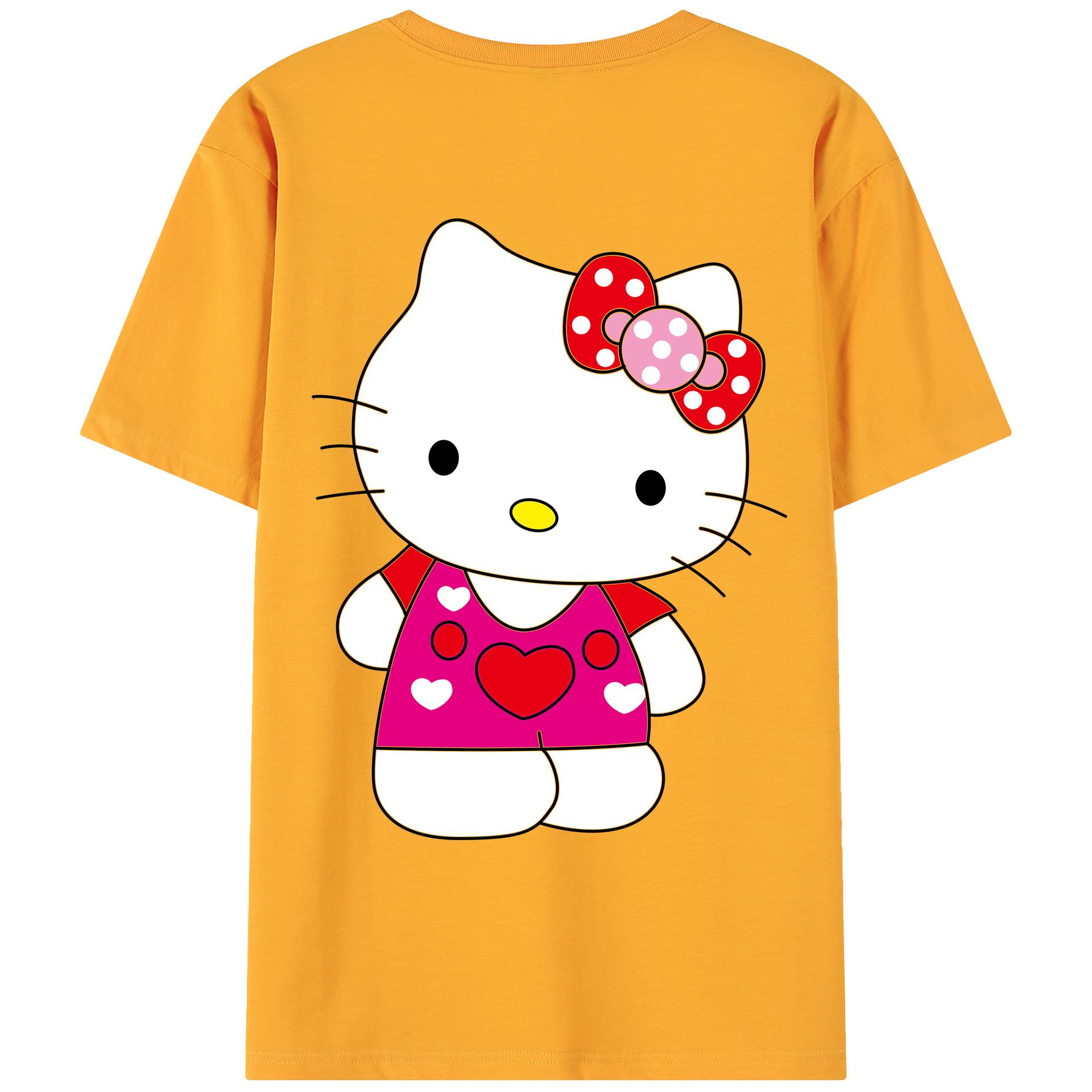 （画像用） Hello Kitty ハローキティ 綿100％ メンズ半袖Tシャツ（バックプリント） 通気性