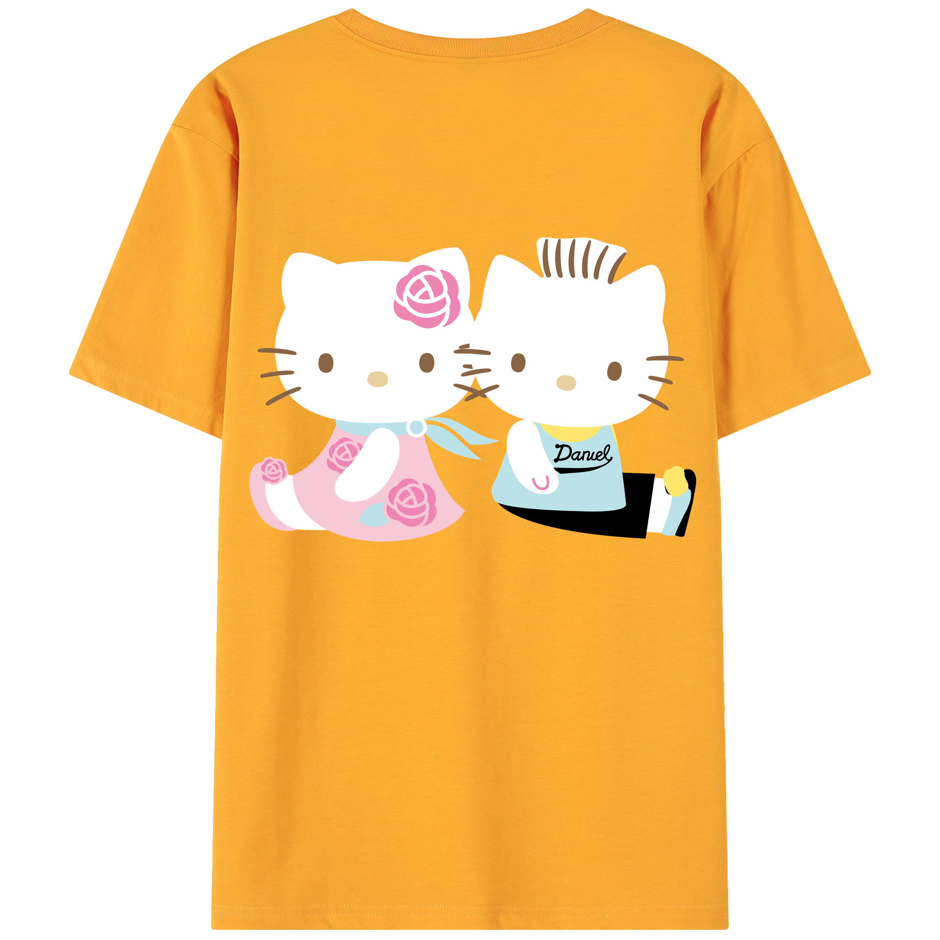 （画像用） Hello Kitty ハローキティ 綿100％ メンズ半袖Tシャツ（バックプリント） 通気性