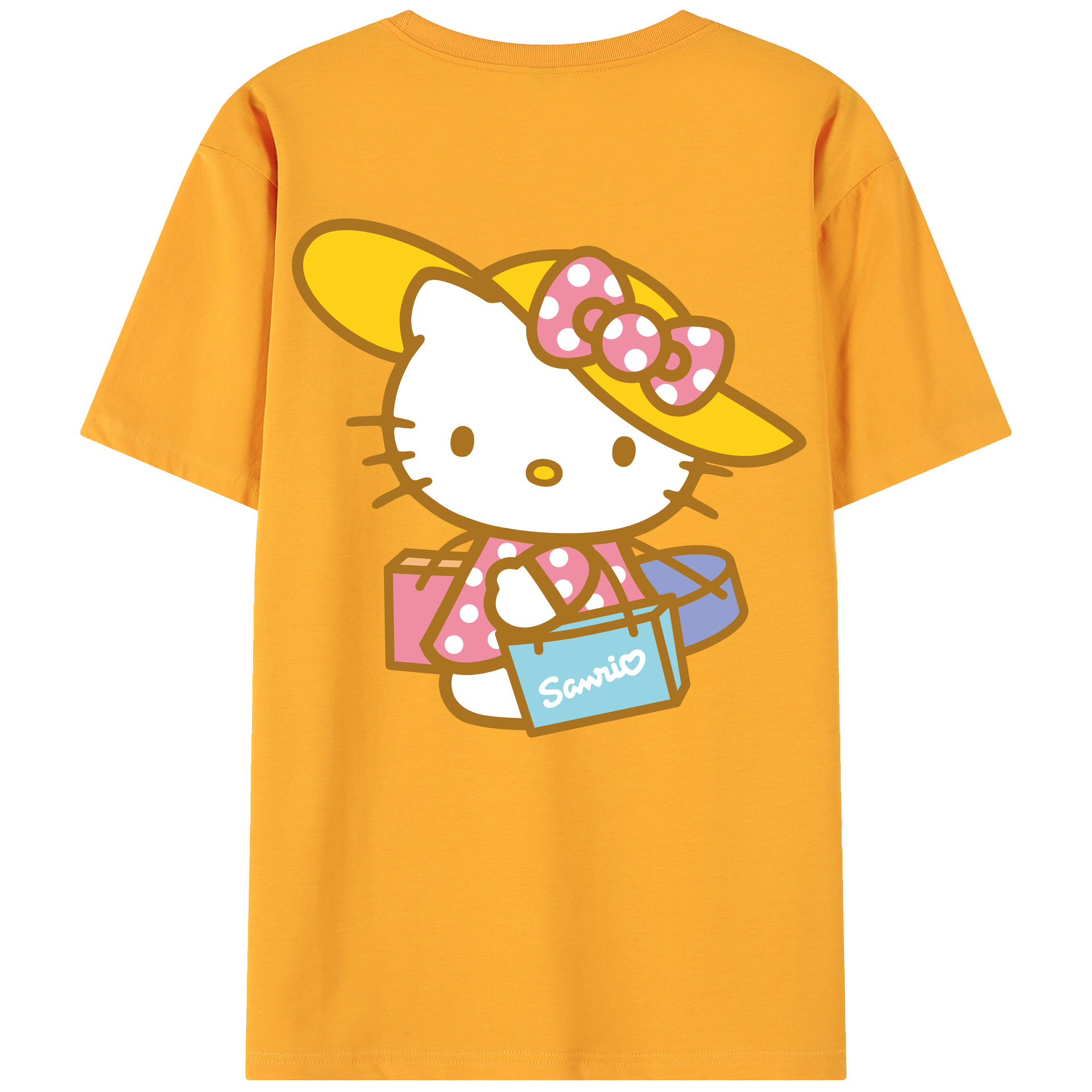 （画像用） Hello Kitty ハローキティ 綿100％ メンズ半袖Tシャツ（バックプリント） 通気性