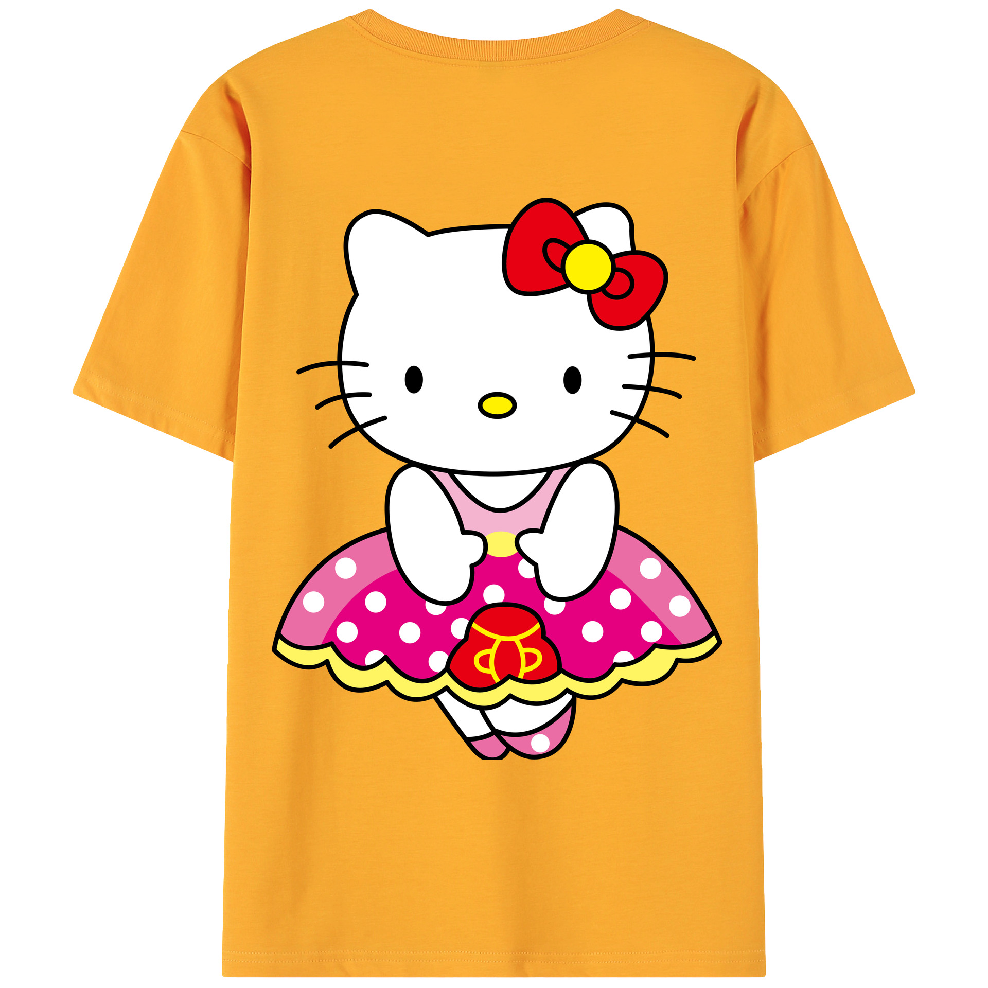 （画像用） Hello Kitty ハローキティ 綿100％ メンズ半袖Tシャツ（バックプリント） 通気性