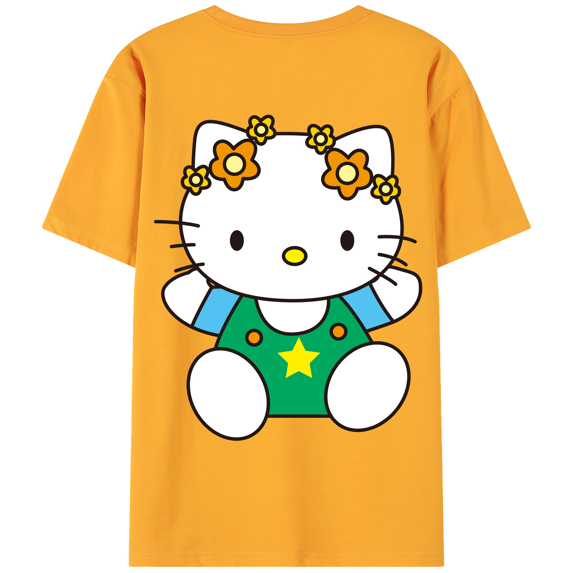 （画像用） Hello Kitty ハローキティ 綿100％ メンズ半袖Tシャツ（バックプリント） 通気性